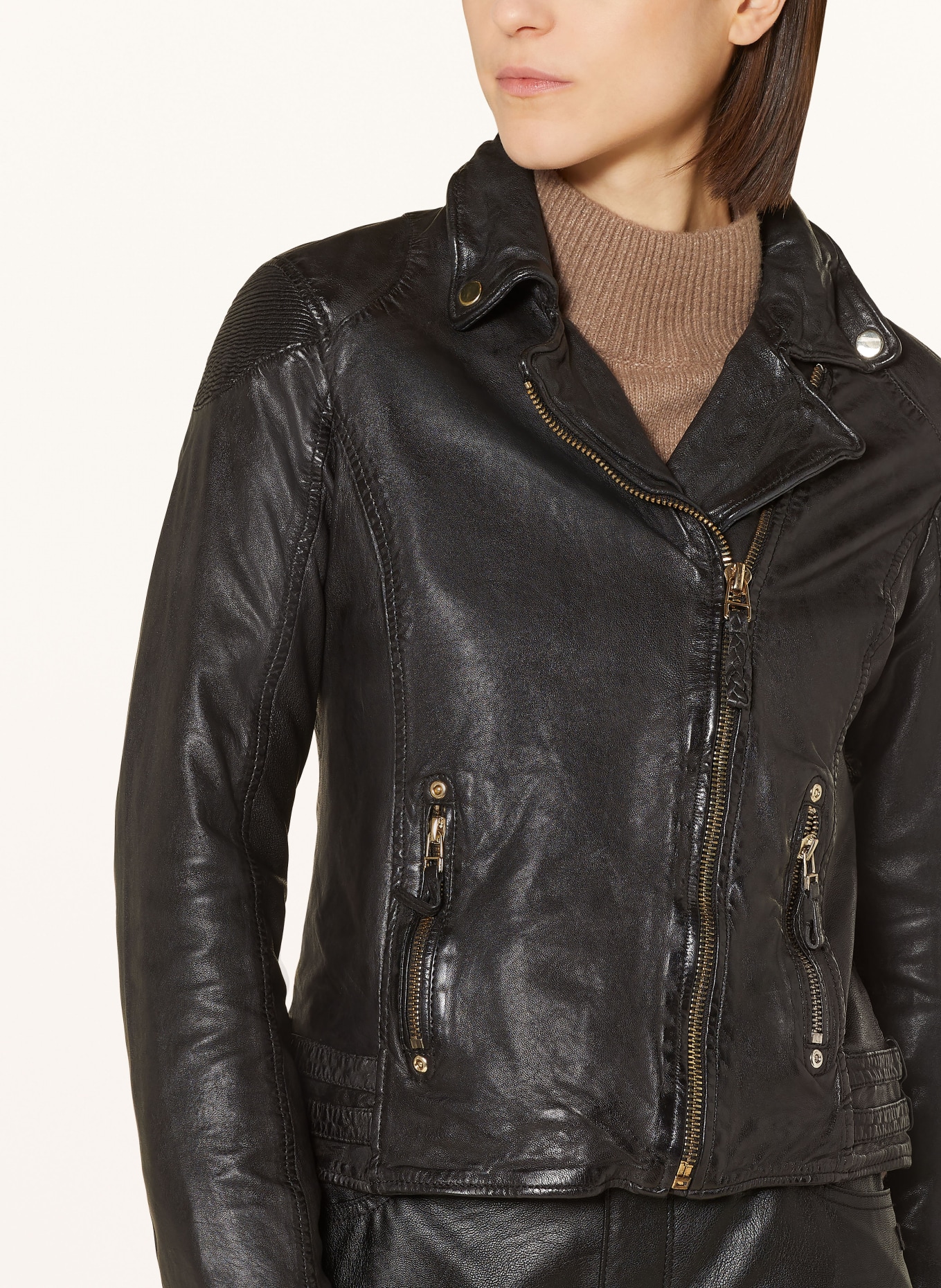 gipsy GWANETA black Leather jacket in