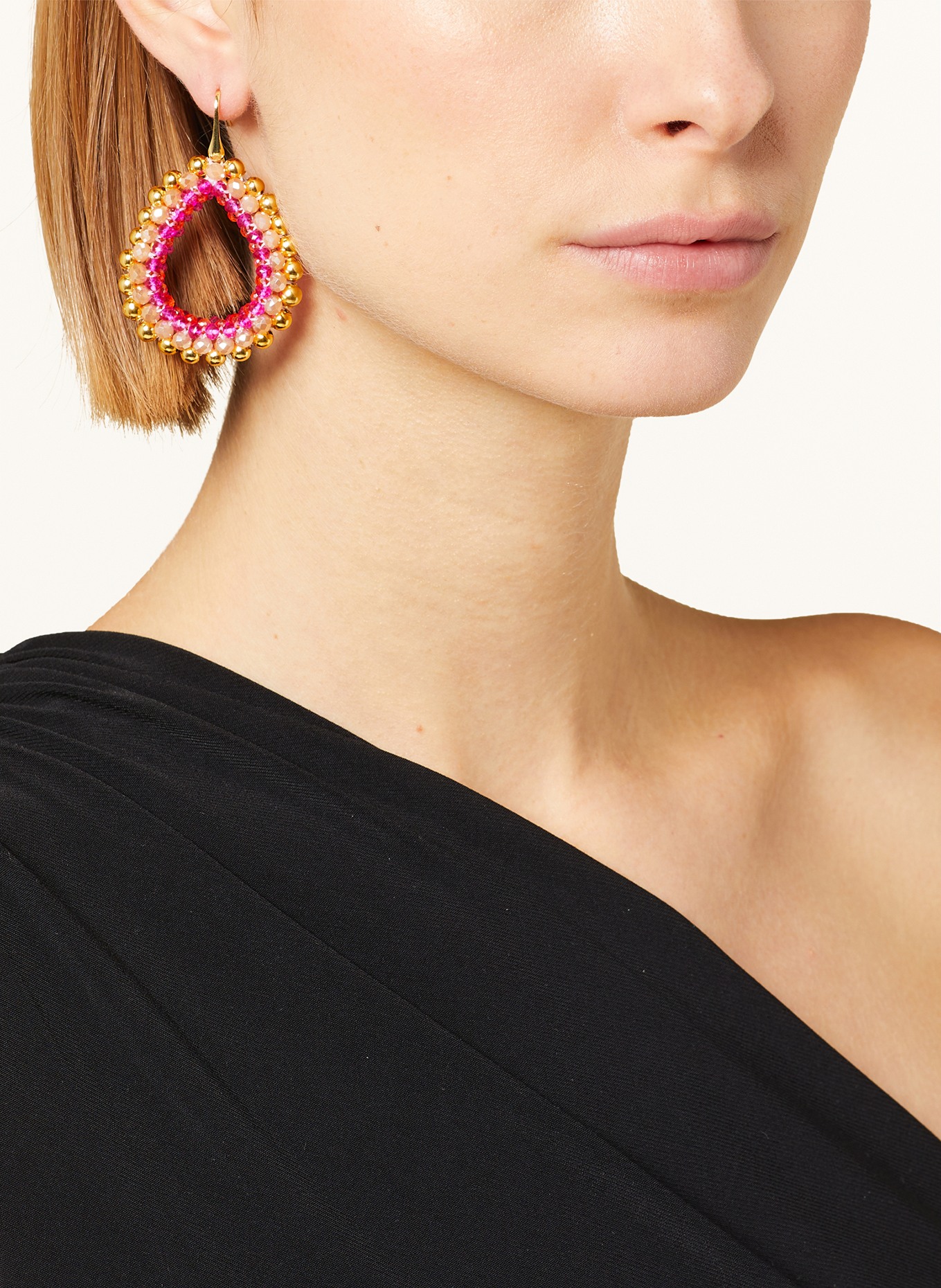 LOTT.gioielli Earrings DROP DELUXE L, Color: GOLD/ WHITE/ PINK (Image 3)