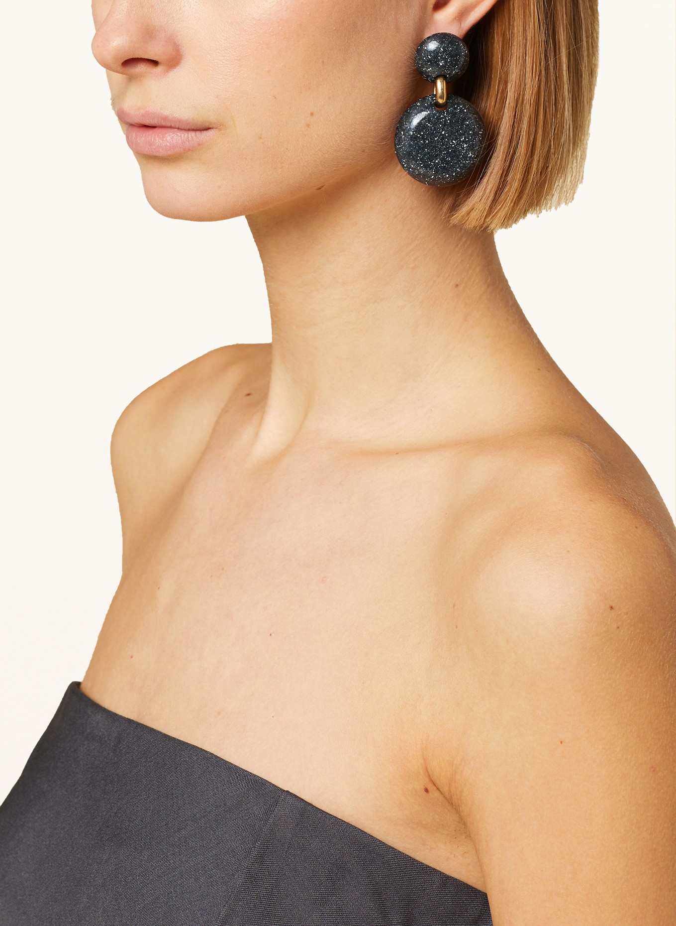 LOTT.gioielli Earrings ROUND DOUBLE M, Color: GOLD/ TEAL (Image 3)