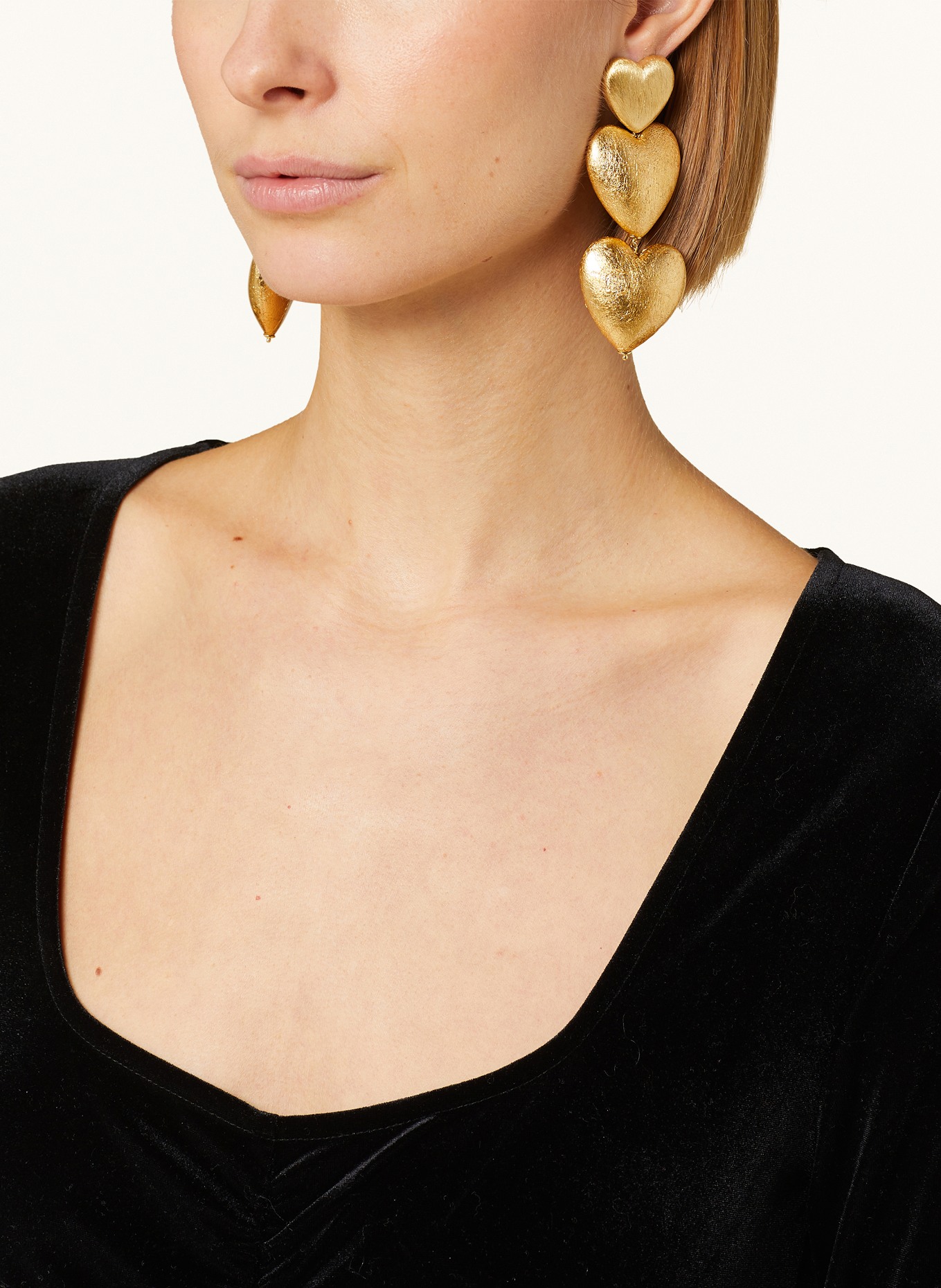LOTT.gioielli Earrings DOUBLE HEART M, Color: GOLD (Image 3)