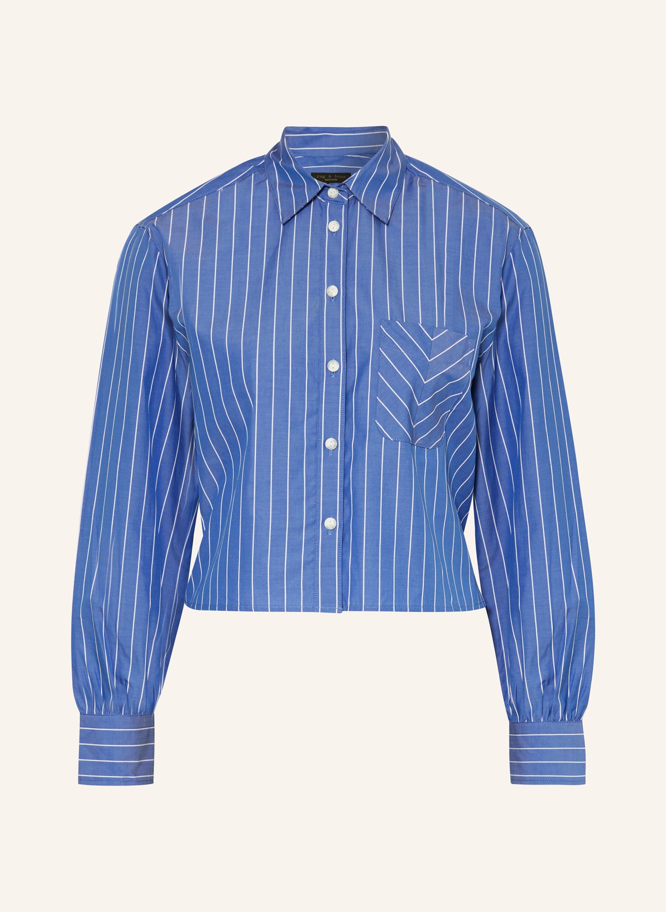 rag & bone Cropped shirt blouse MAXINE, Color: BLUE/ WHITE (Image 1)