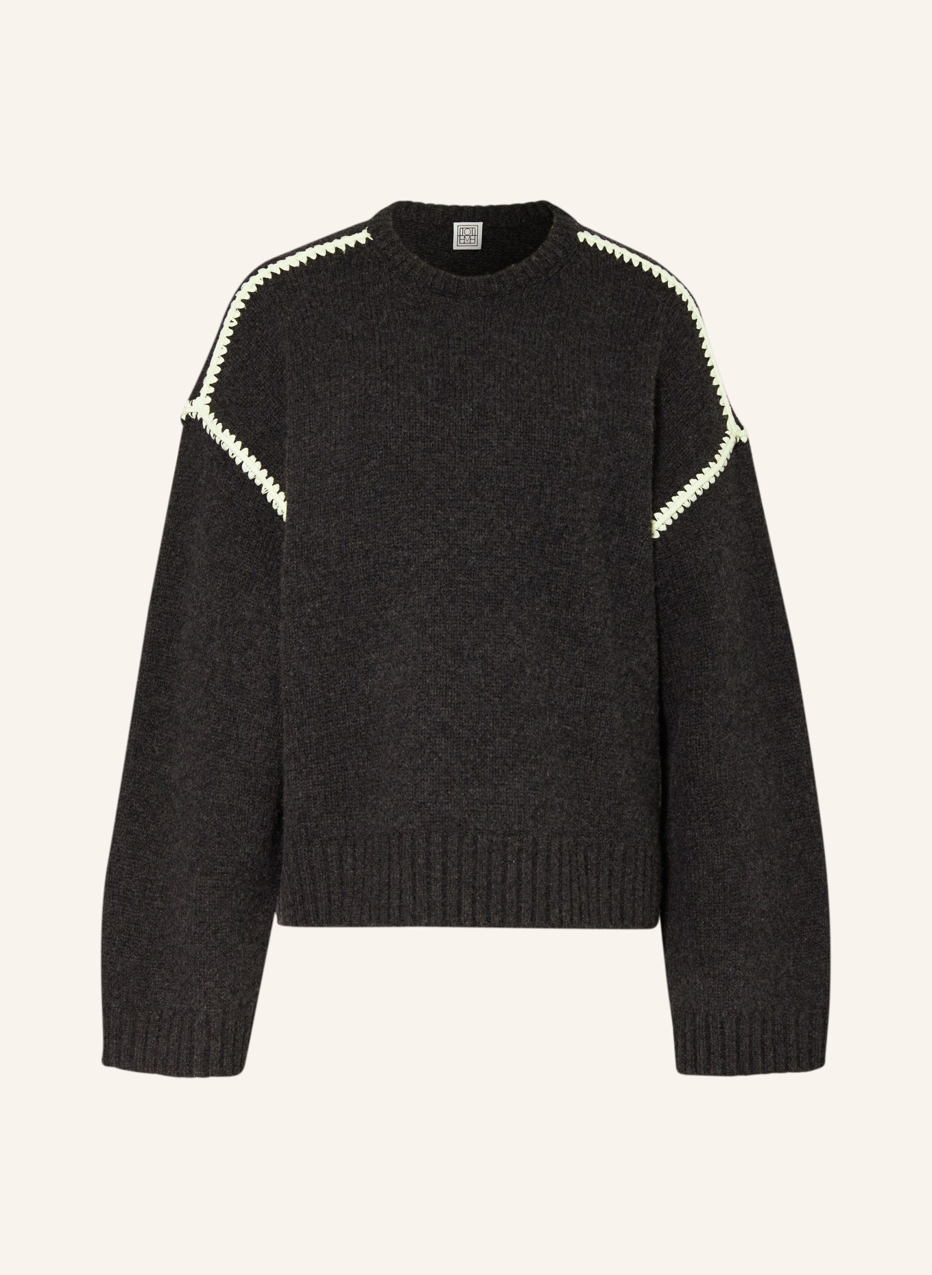 TOTEME Sweater, Color: DARK GRAY/ WHITE (Image 1)