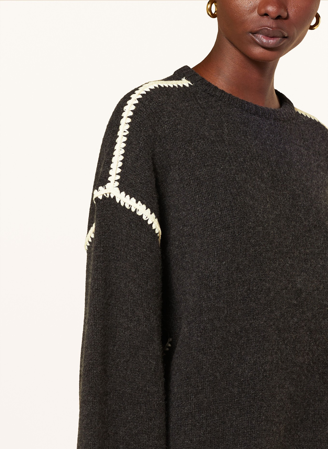 TOTEME Sweater, Color: DARK GRAY/ WHITE (Image 4)