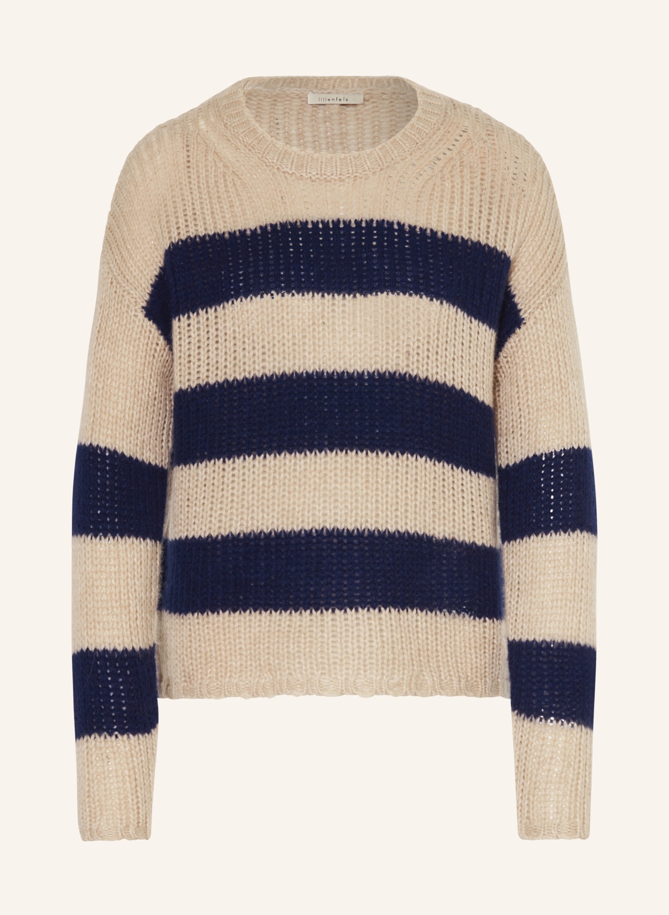 lilienfels Sweater with cashmere, Color: BEIGE/ DARK BLUE (Image 1)