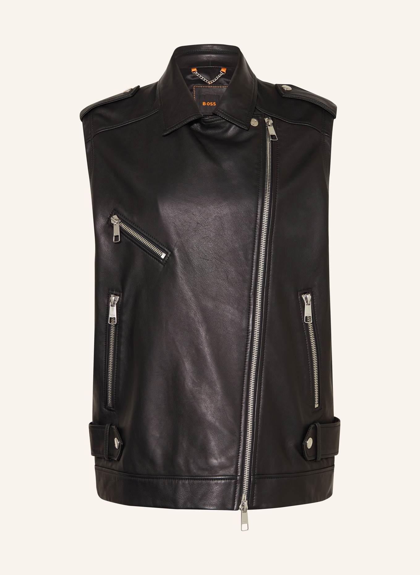 BOSS Leather vest C-SAVINA, Color: BLACK (Image 1)