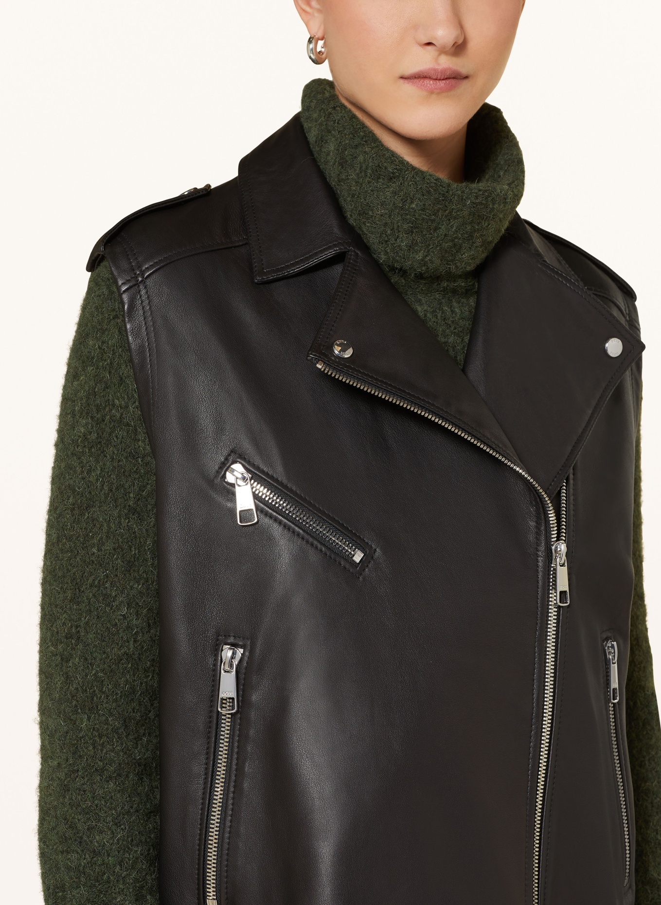 BOSS Leather vest C-SAVINA, Color: BLACK (Image 4)