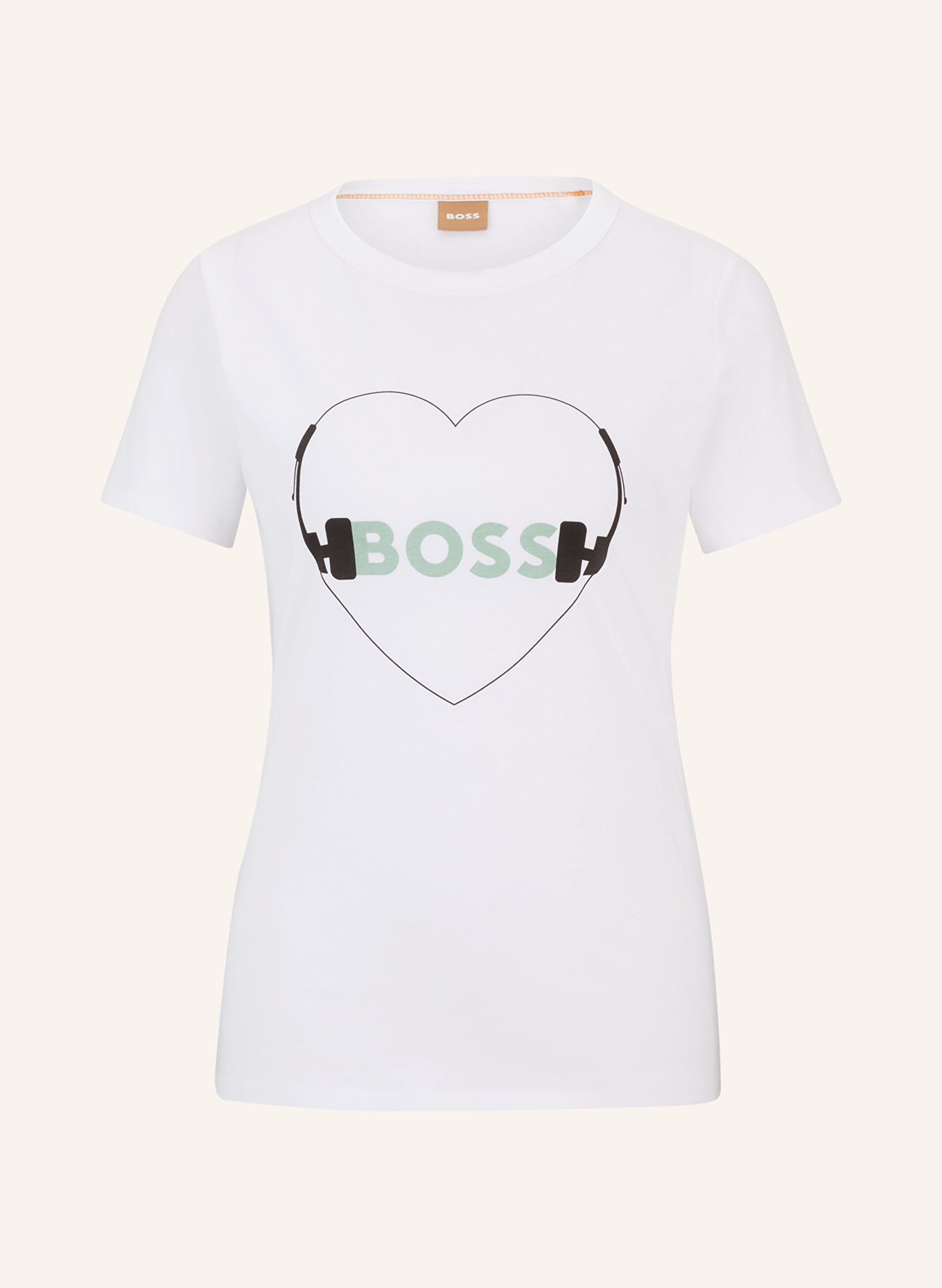 BOSS T-Shirt ELOGO, Farbe: WEISS/ SCHWARZ/ GRÜN (Bild 1)