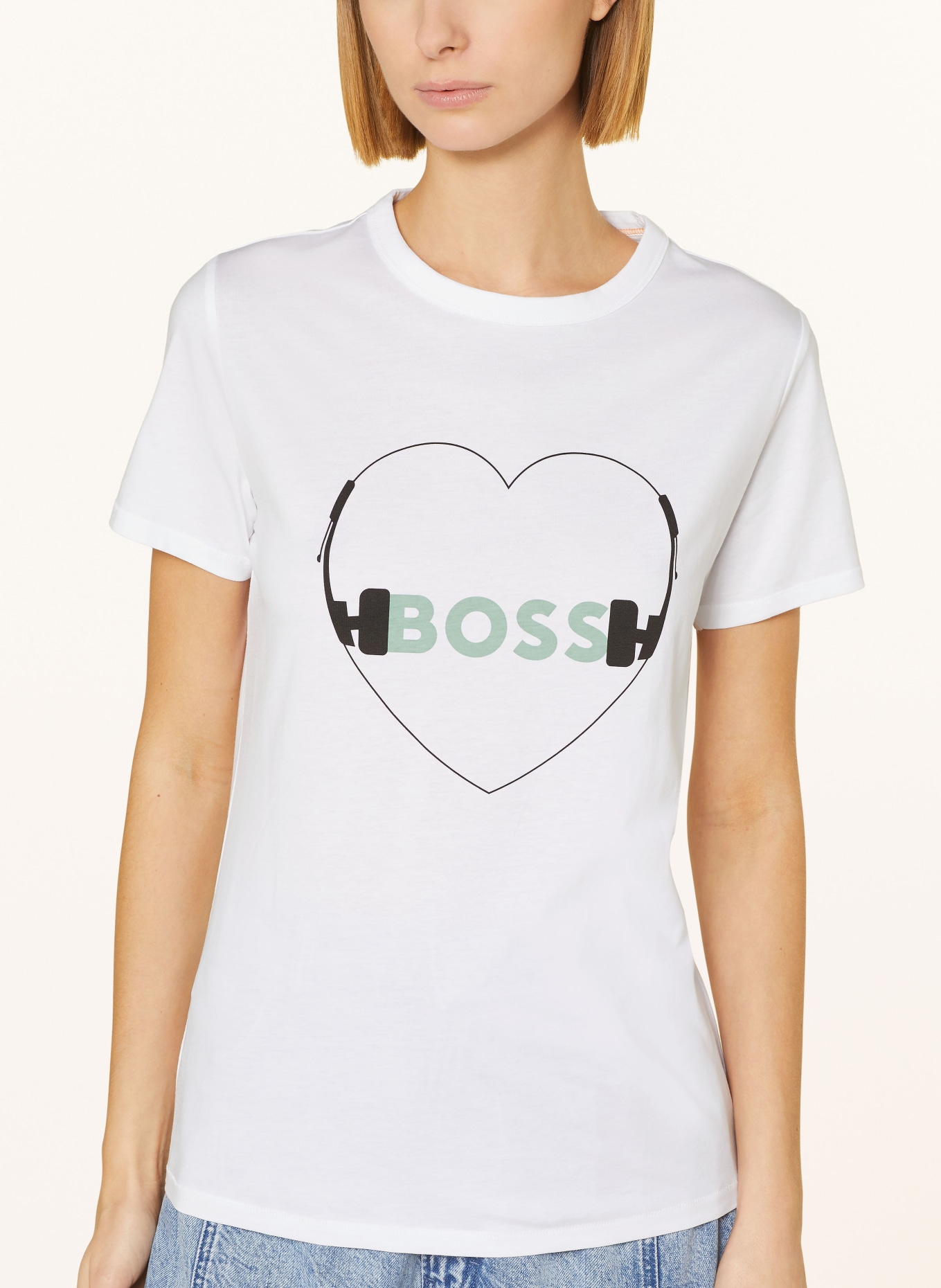 BOSS T-Shirt ELOGO, Farbe: WEISS/ SCHWARZ/ GRÜN (Bild 4)