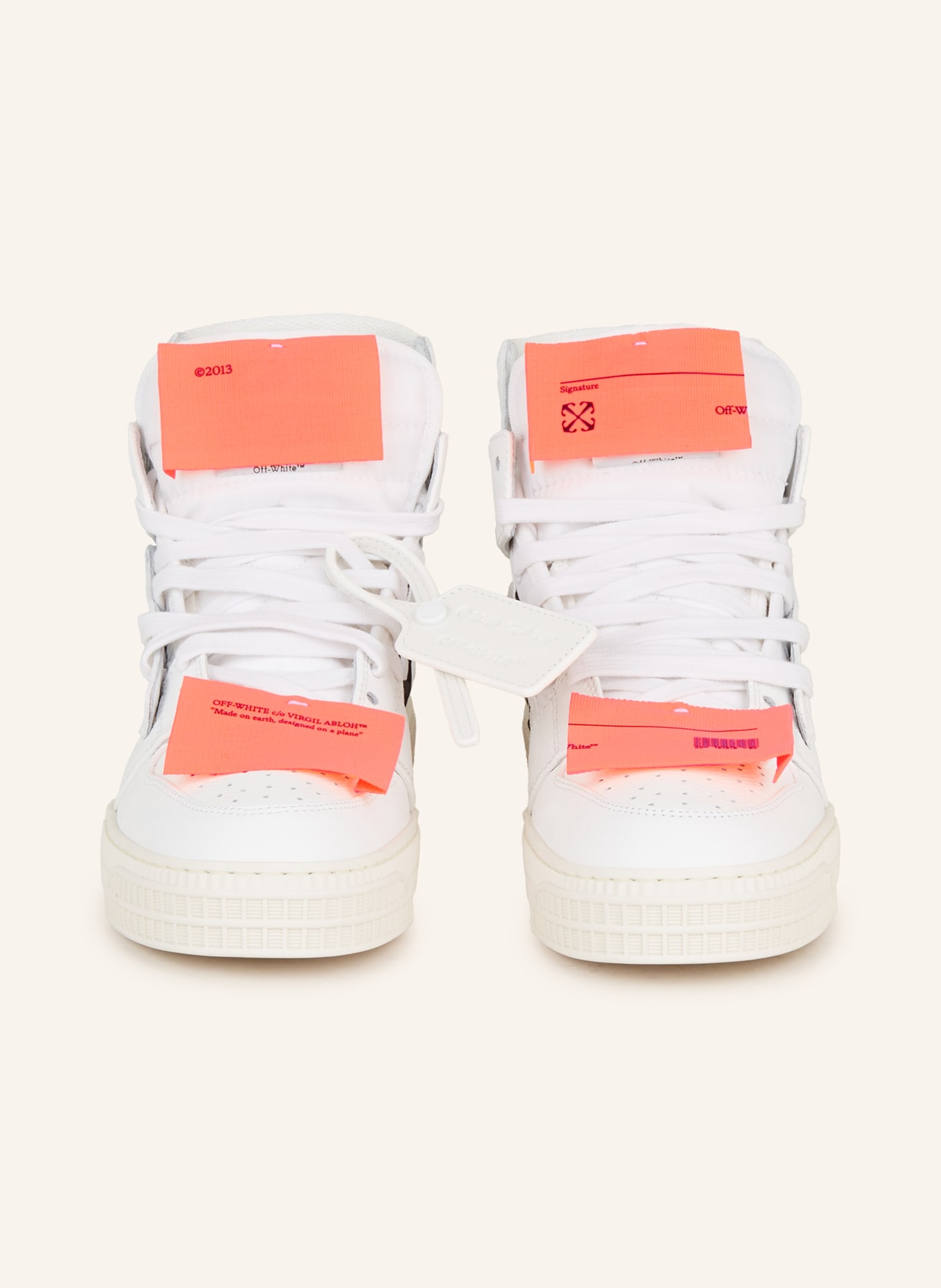 Off-White Wysokie sneakersy OFF COURT 3.0, Kolor: BIAŁY/ JASKRAWY POMARAŃCZOWY (Obrazek 3)