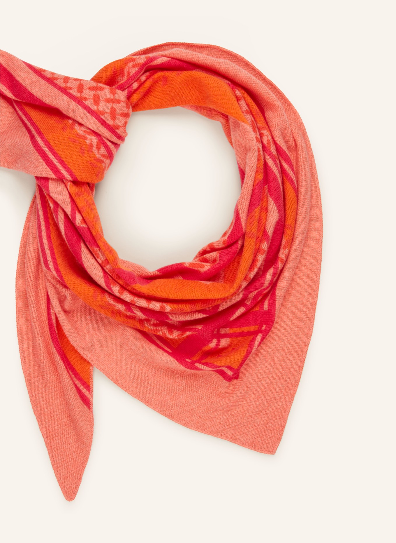Lala Berlin Triangular scarf in cashmere, Color: ORANGE/ PINK (Image 2)