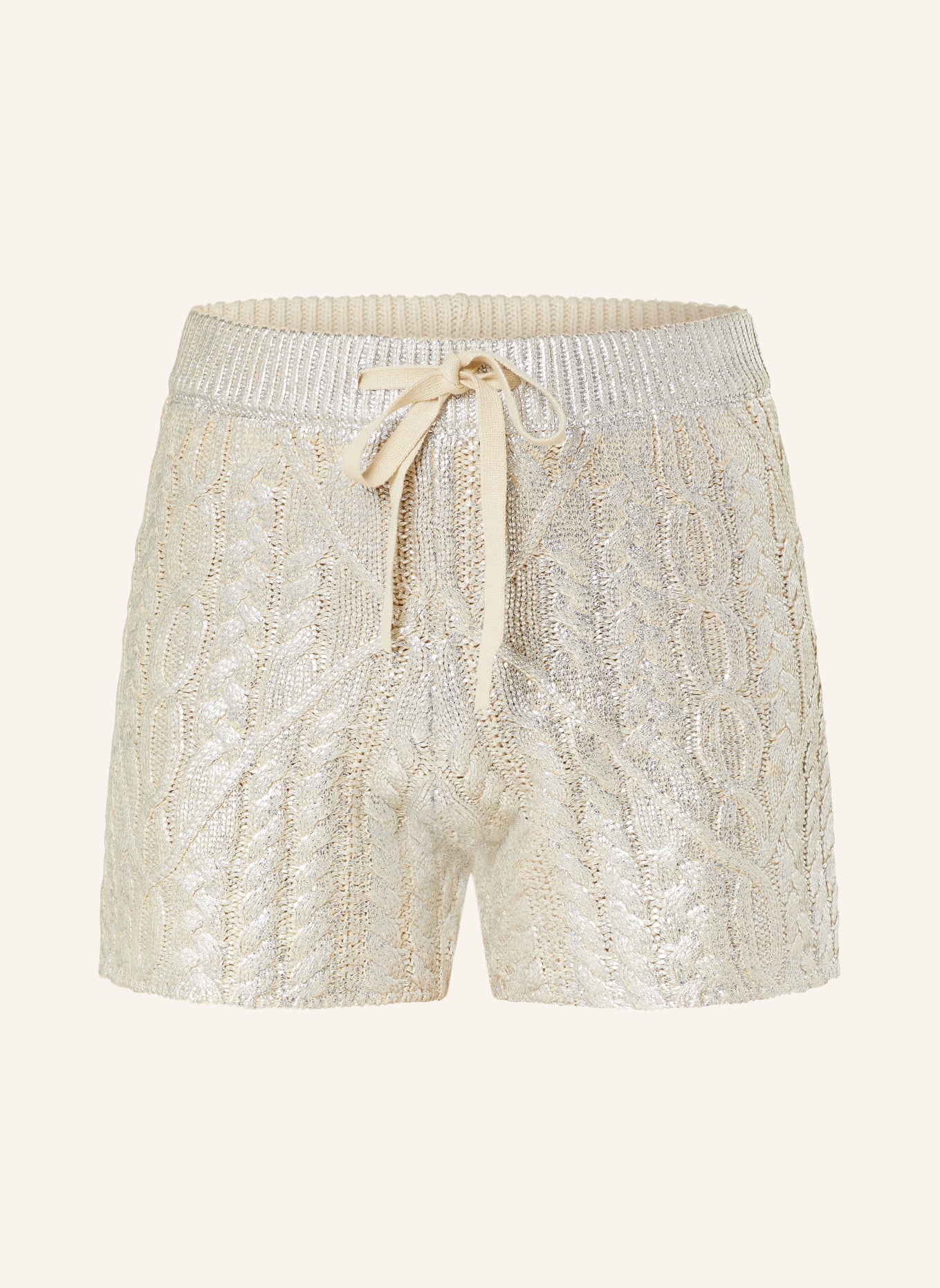 MRS & HUGS Knit shorts with glitter thread, Color: ECRU/ SILVER (Image 1)