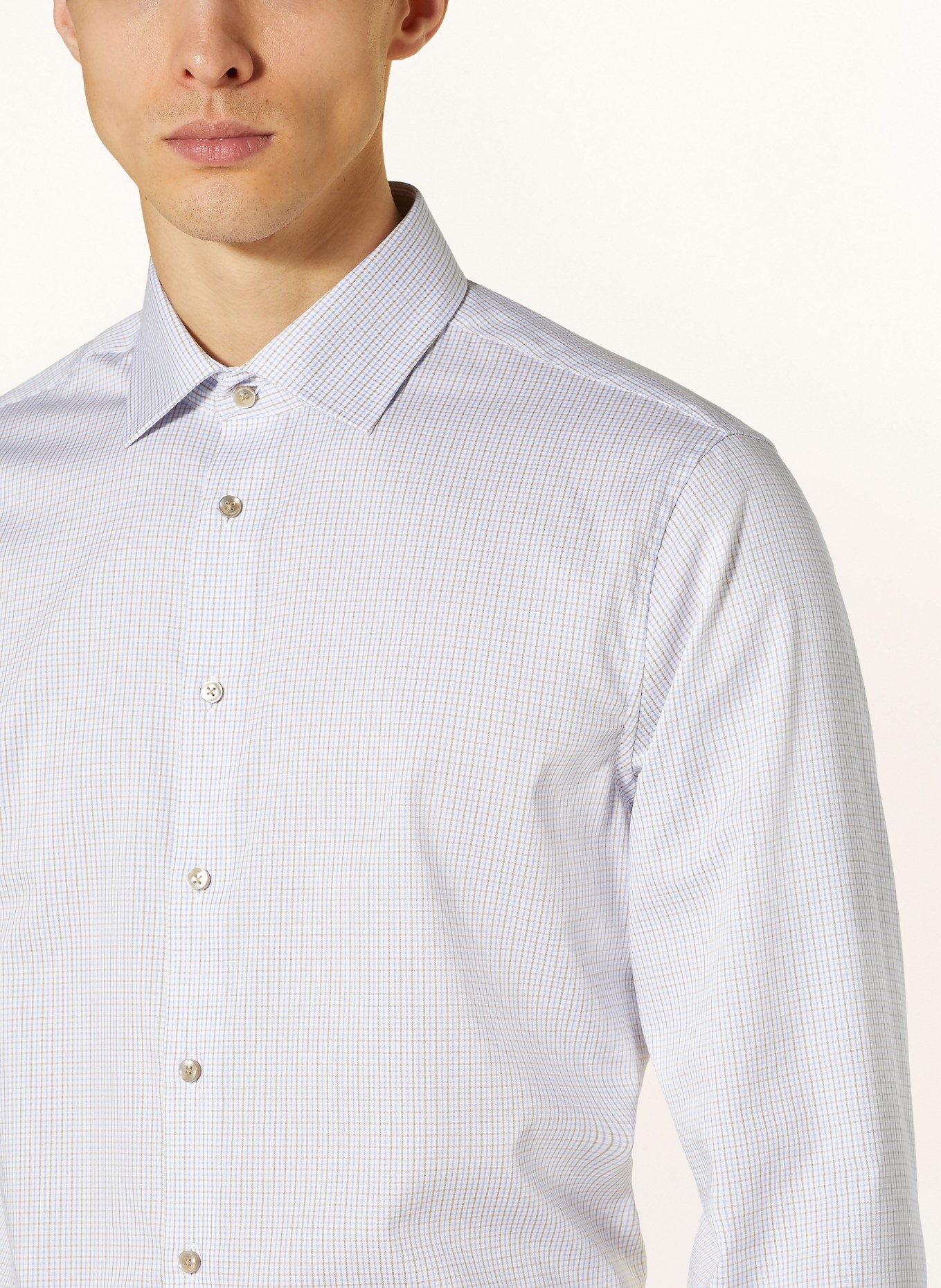 seidensticker Shirt shaped fit, Color: LIGHT BLUE/ WHITE/ OLIVE (Image 4)