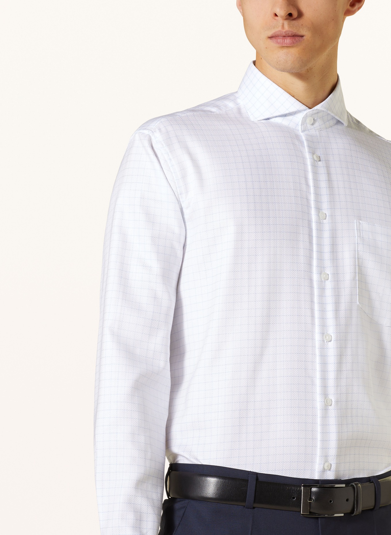 seidensticker Shirt regular fit, Color: WHITE/ LIGHT BLUE (Image 4)
