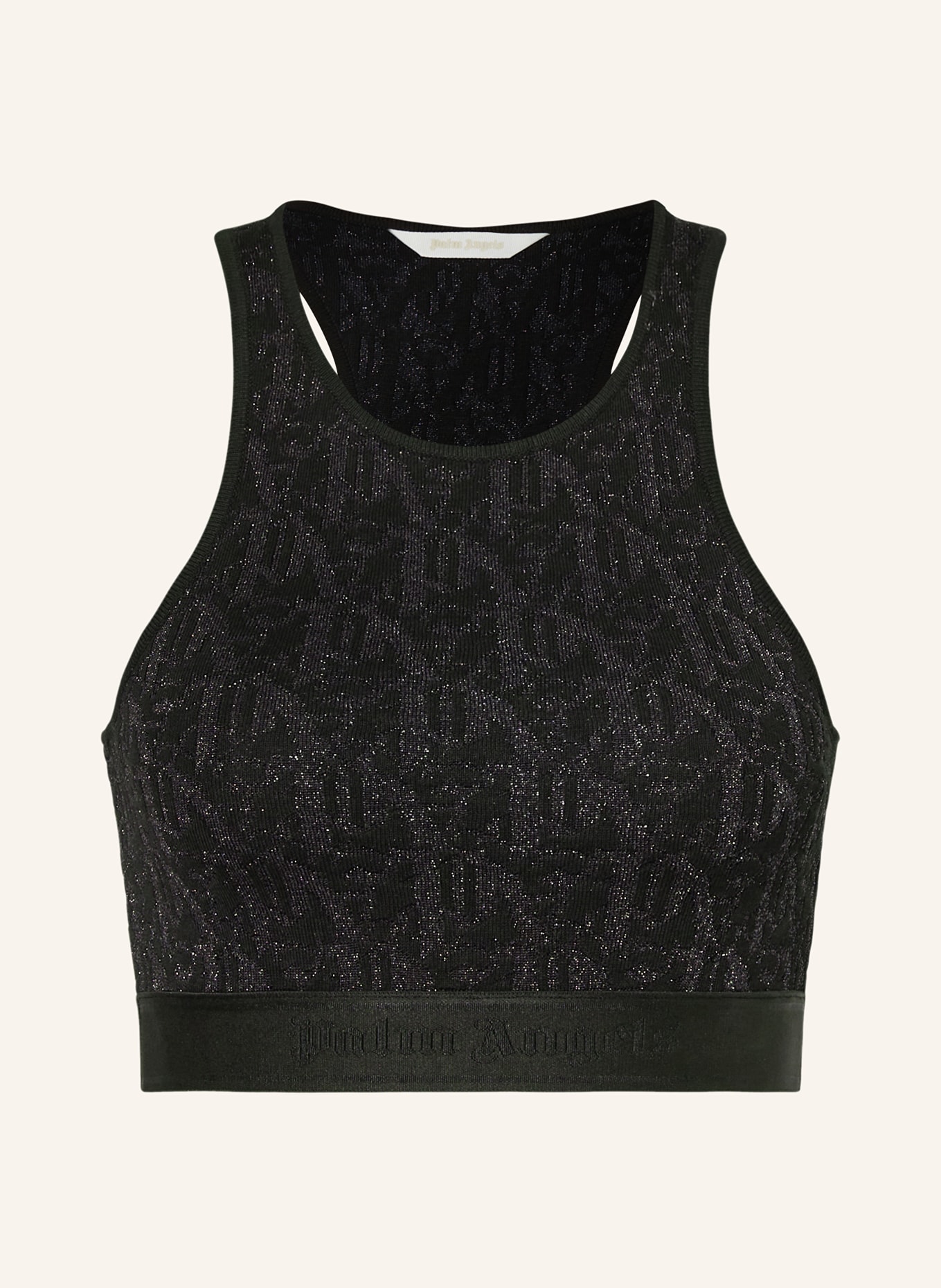 Palm Angels Cropped top with glitter thread, Color: BLACK/ GRAY (Image 1)