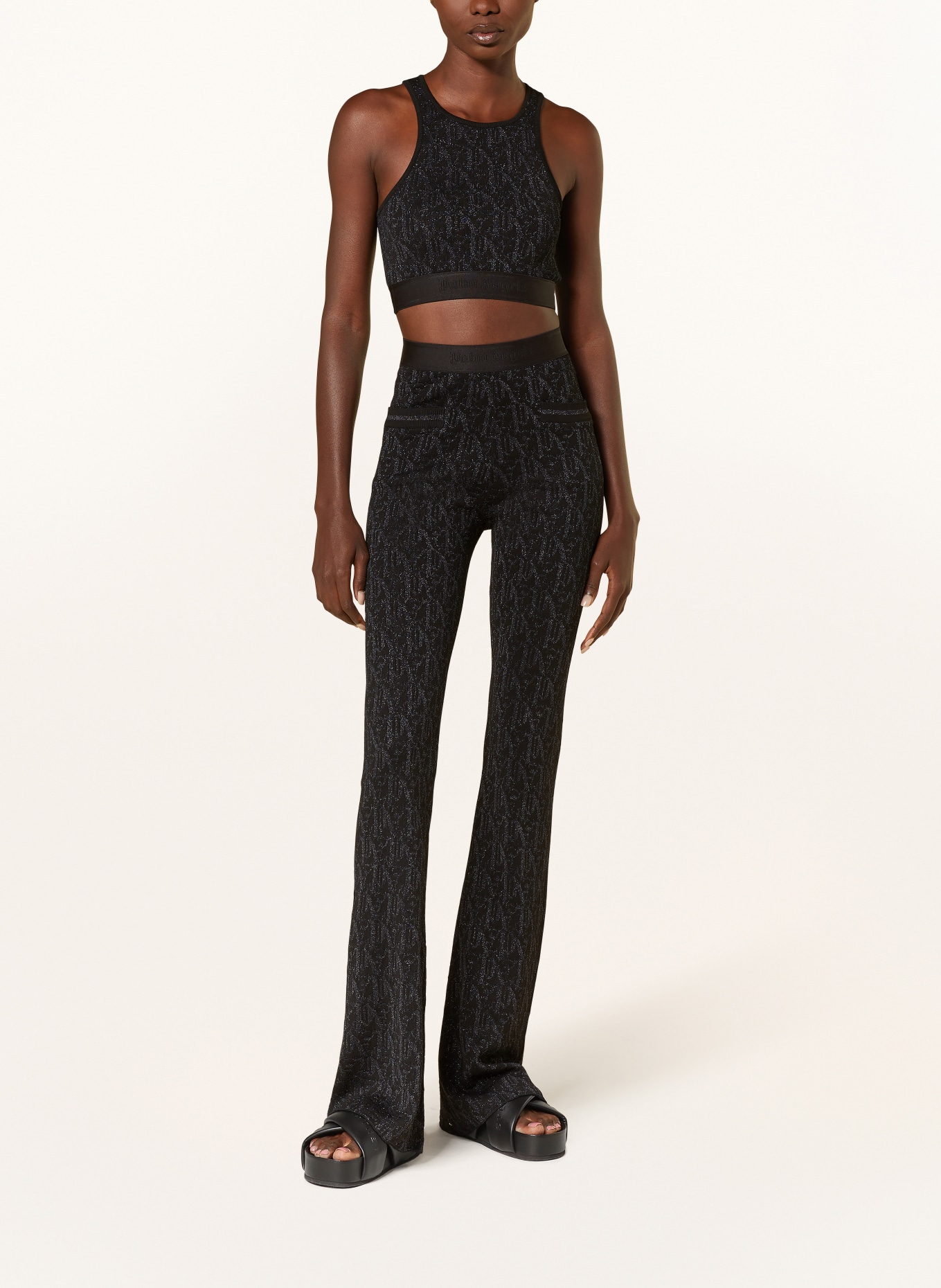 Palm Angels Knit trousers with glitter thread, Color: BLACK (Image 2)