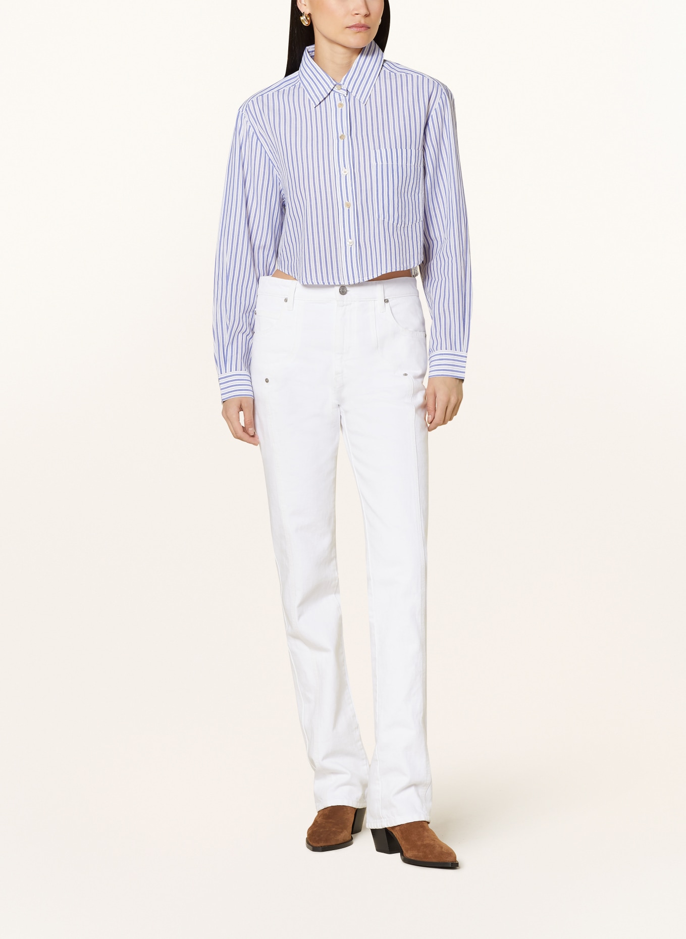 MARANT ÉTOILE Cropped shirt blouse ELIORA, Color: PURPLE/ WHITE/ BLACK (Image 2)