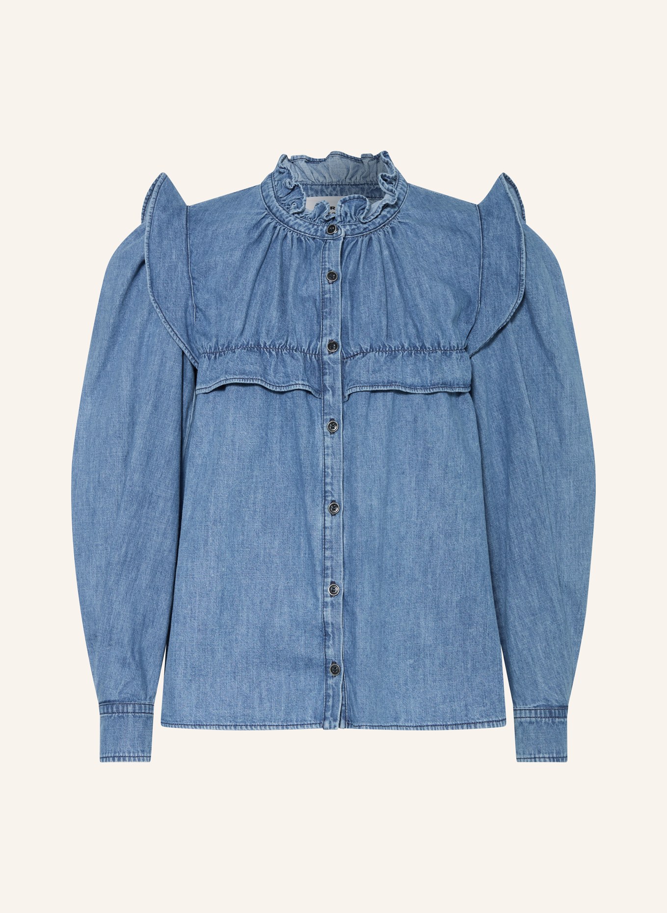 MARANT ÉTOILE Denim blouse IDETY with frills in blue