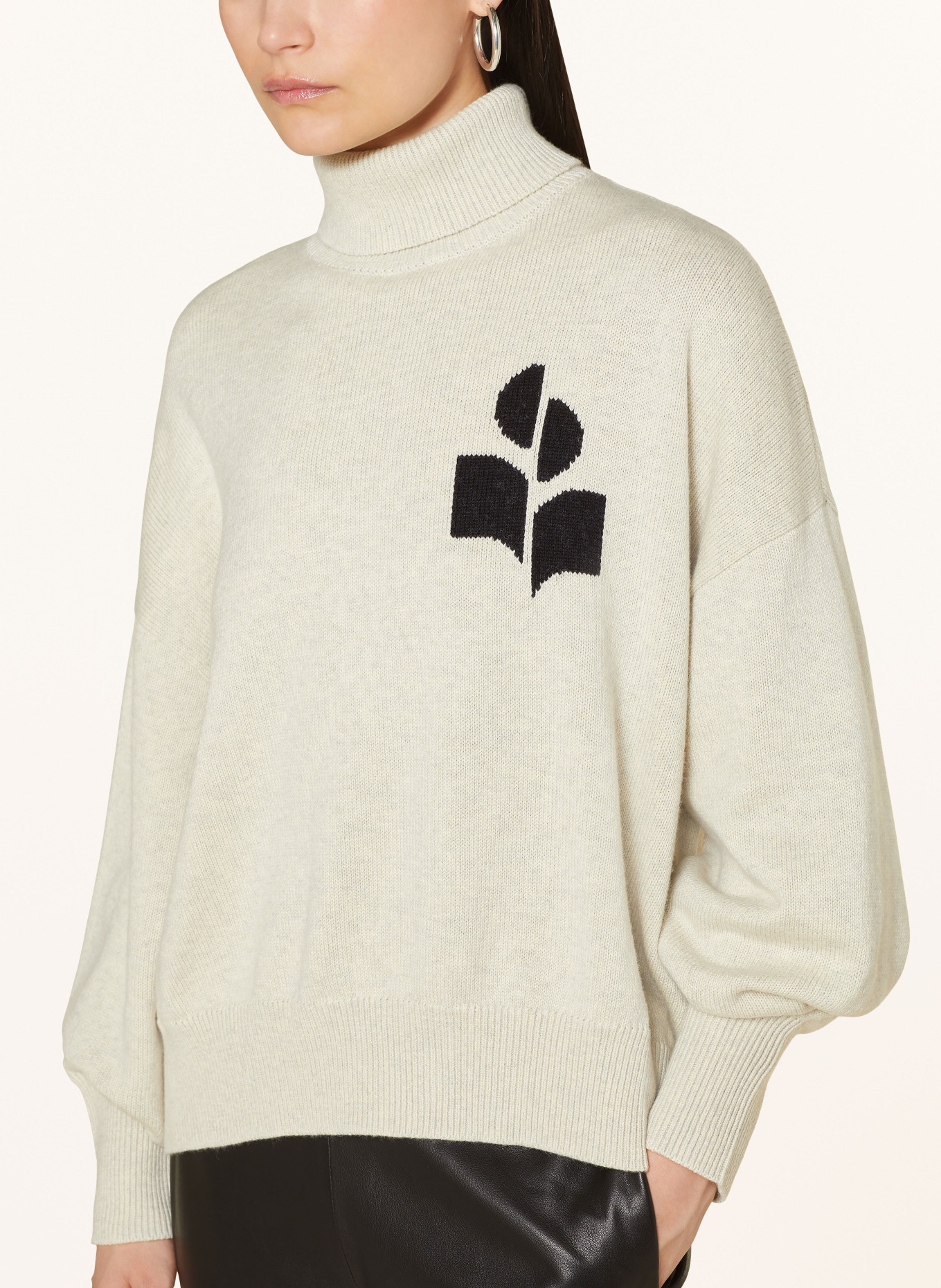 MARANT ÉTOILE Turtleneck sweater NASH, Color: LIGHT GRAY/ CREAM/ BLACK (Image 4)