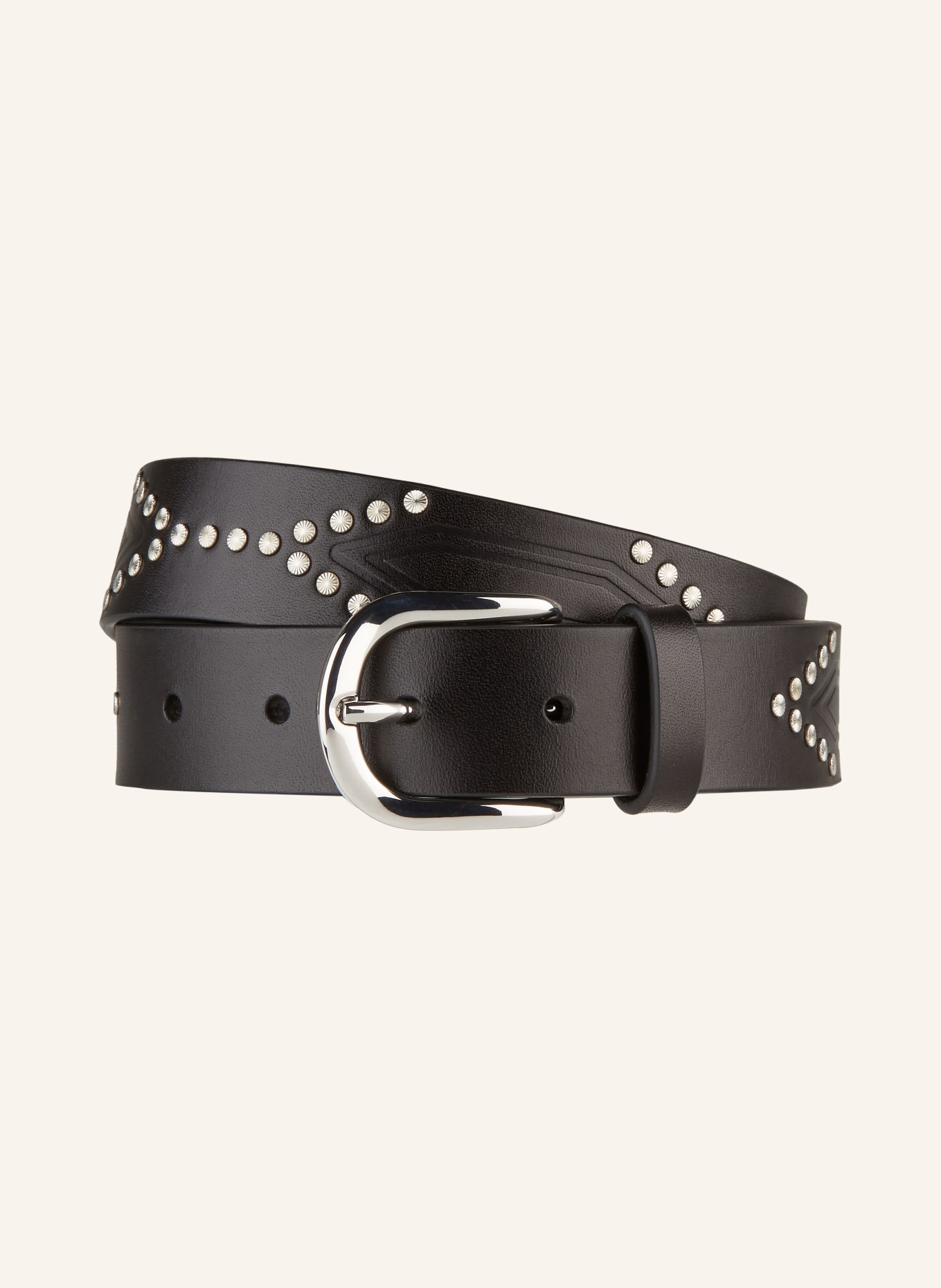 MARANT ÉTOILE Leather belt TELLY-GB with rivets, Color: BLACK/ SILVER (Image 1)