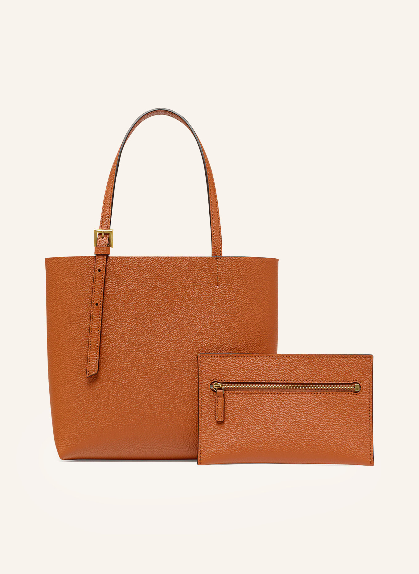 MCM LAURETOS shopper with pouch in co cognac