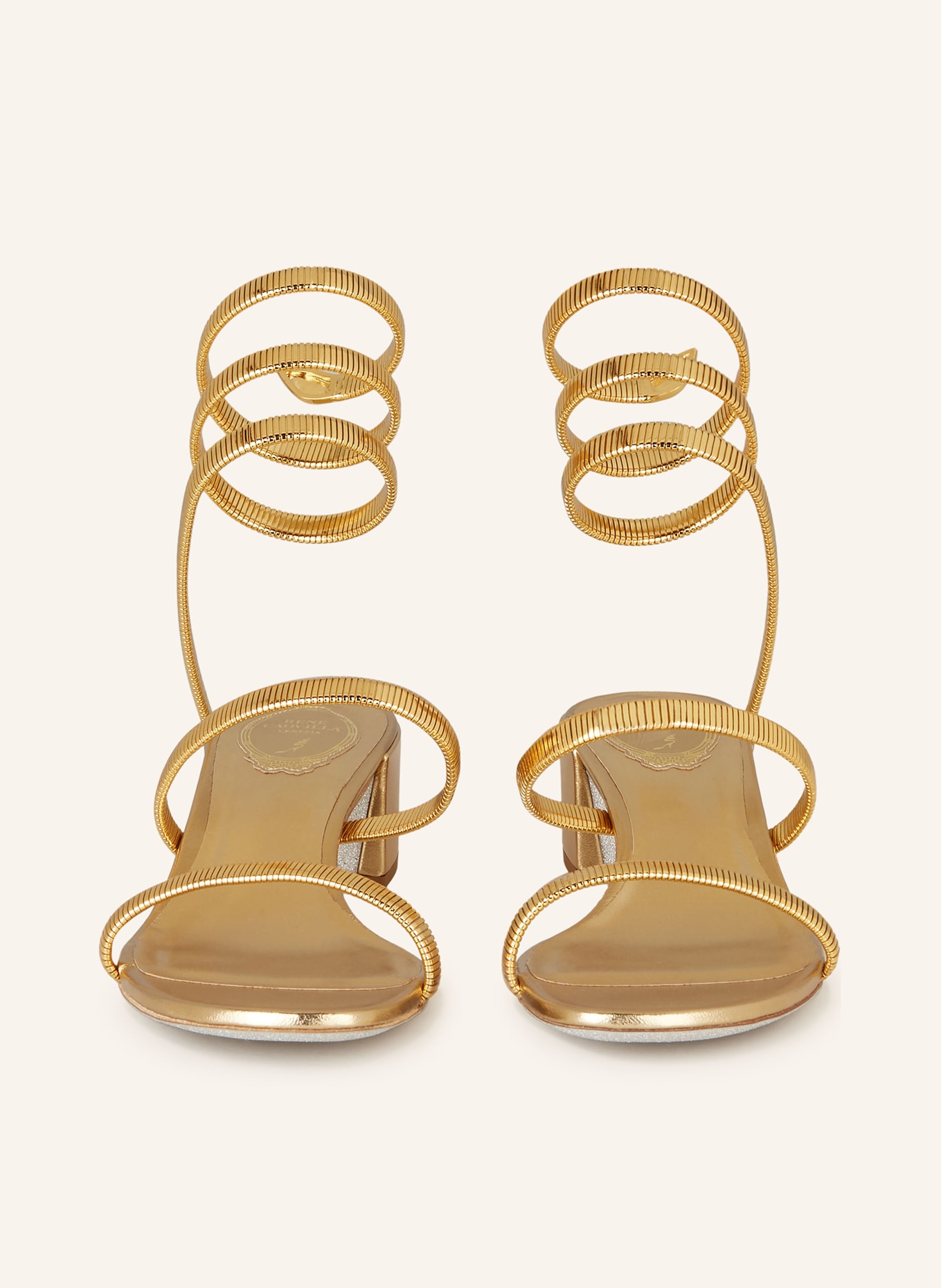 RENE CAOVILLA Sandály s ozdobnými perličkami, Barva: ZLATÁ (Obrázek 3)