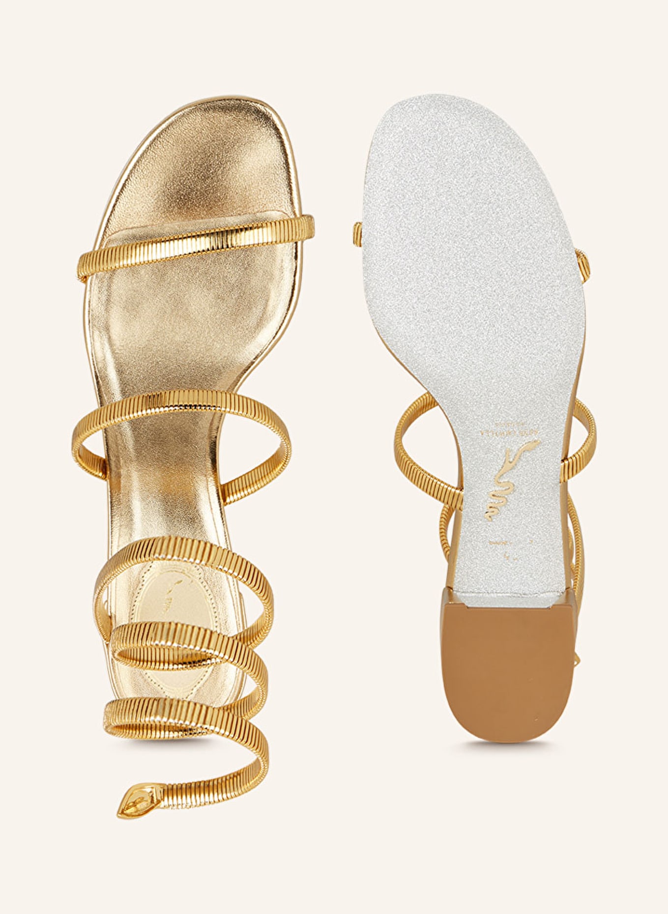 RENE CAOVILLA Sandály s ozdobnými perličkami, Barva: ZLATÁ (Obrázek 5)