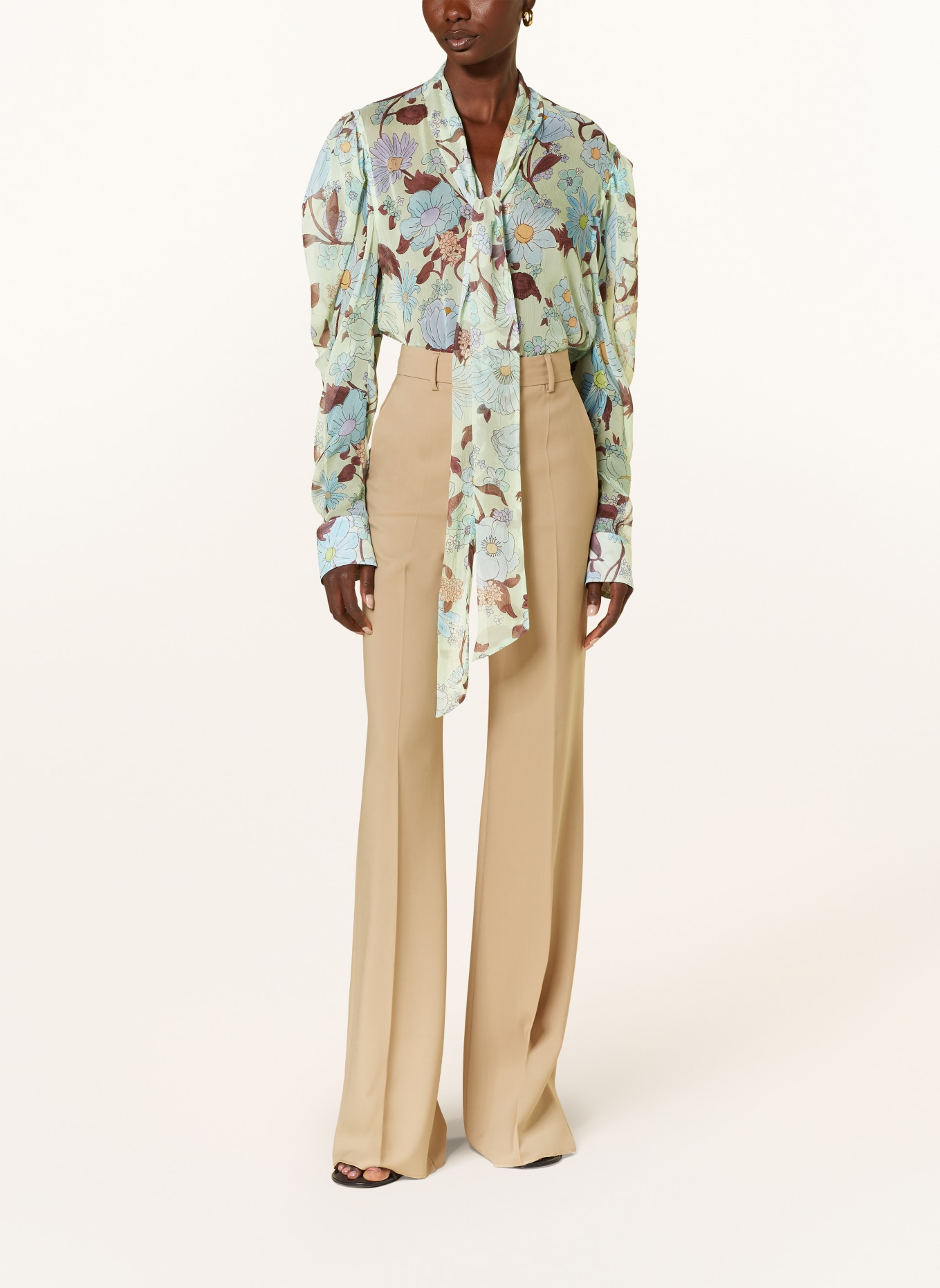 STELLA McCARTNEY Bluzka z wiązaniem pod szyją z jedwabiu, Kolor: MIĘTOWY/ JASNONIEBIESKI/ BRĄZOWY (Obrazek 2)