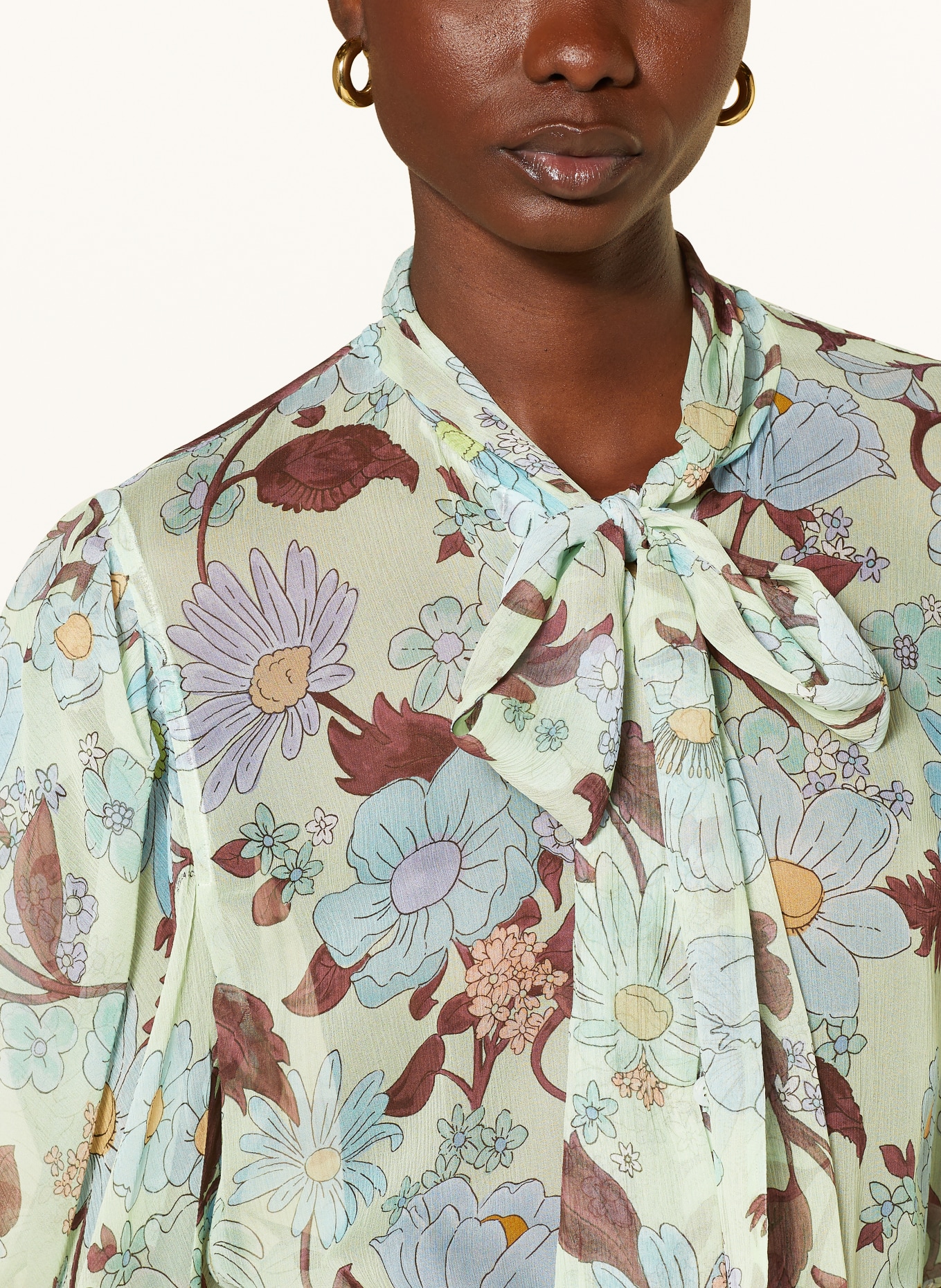 STELLA McCARTNEY Bluzka z wiązaniem pod szyją z jedwabiu, Kolor: MIĘTOWY/ JASNONIEBIESKI/ BRĄZOWY (Obrazek 4)