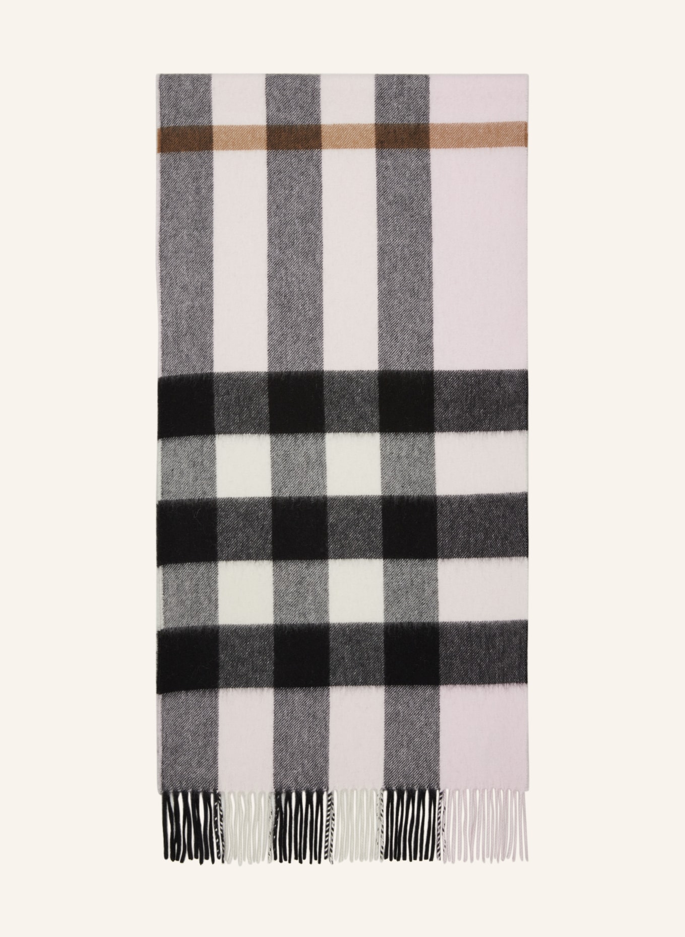 BURBERRY Cashmere scarf, Color: LIGHT PINK/ BLACK/ CREAM (Image 1)