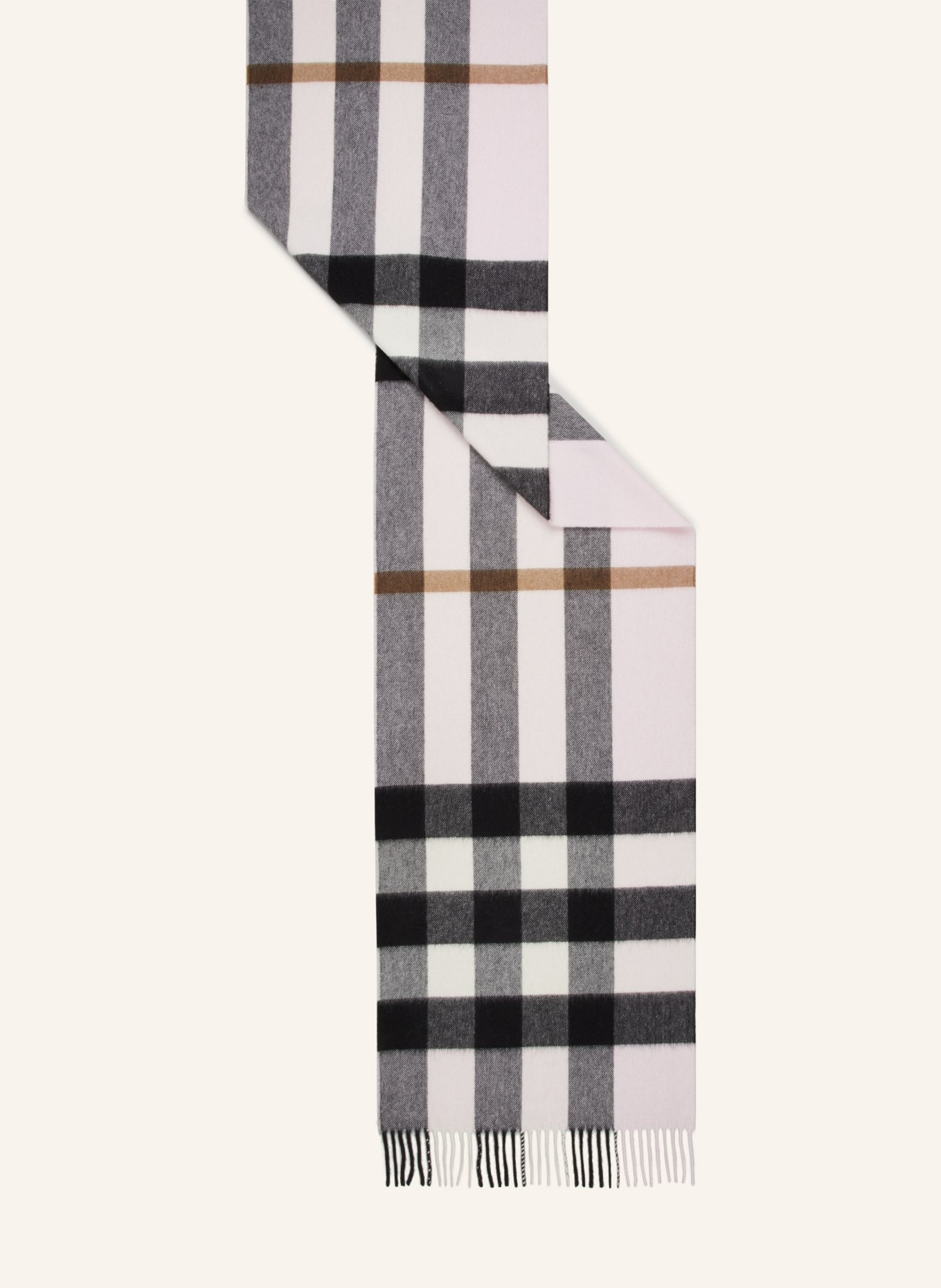 BURBERRY Cashmere scarf, Color: LIGHT PINK/ BLACK/ CREAM (Image 2)