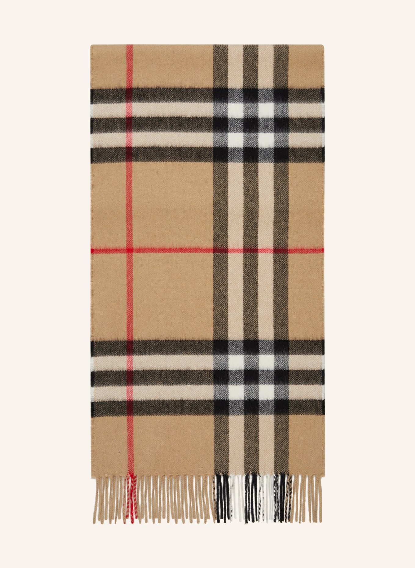 BURBERRY Cashmere scarf, Color: LIGHT BROWN/ BLACK/ CREAM (Image 1)