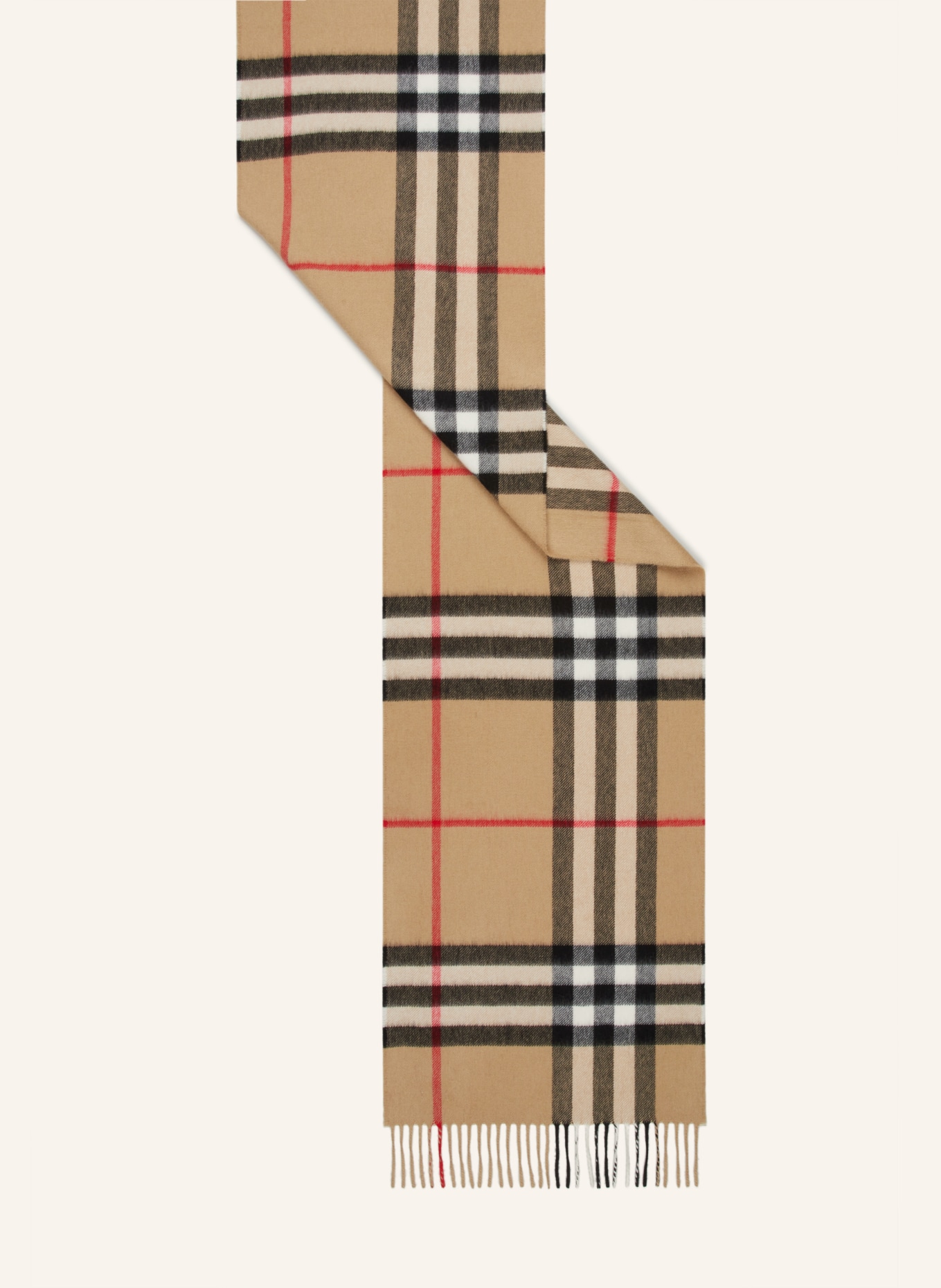 BURBERRY Cashmere scarf, Color: LIGHT BROWN/ BLACK/ CREAM (Image 2)