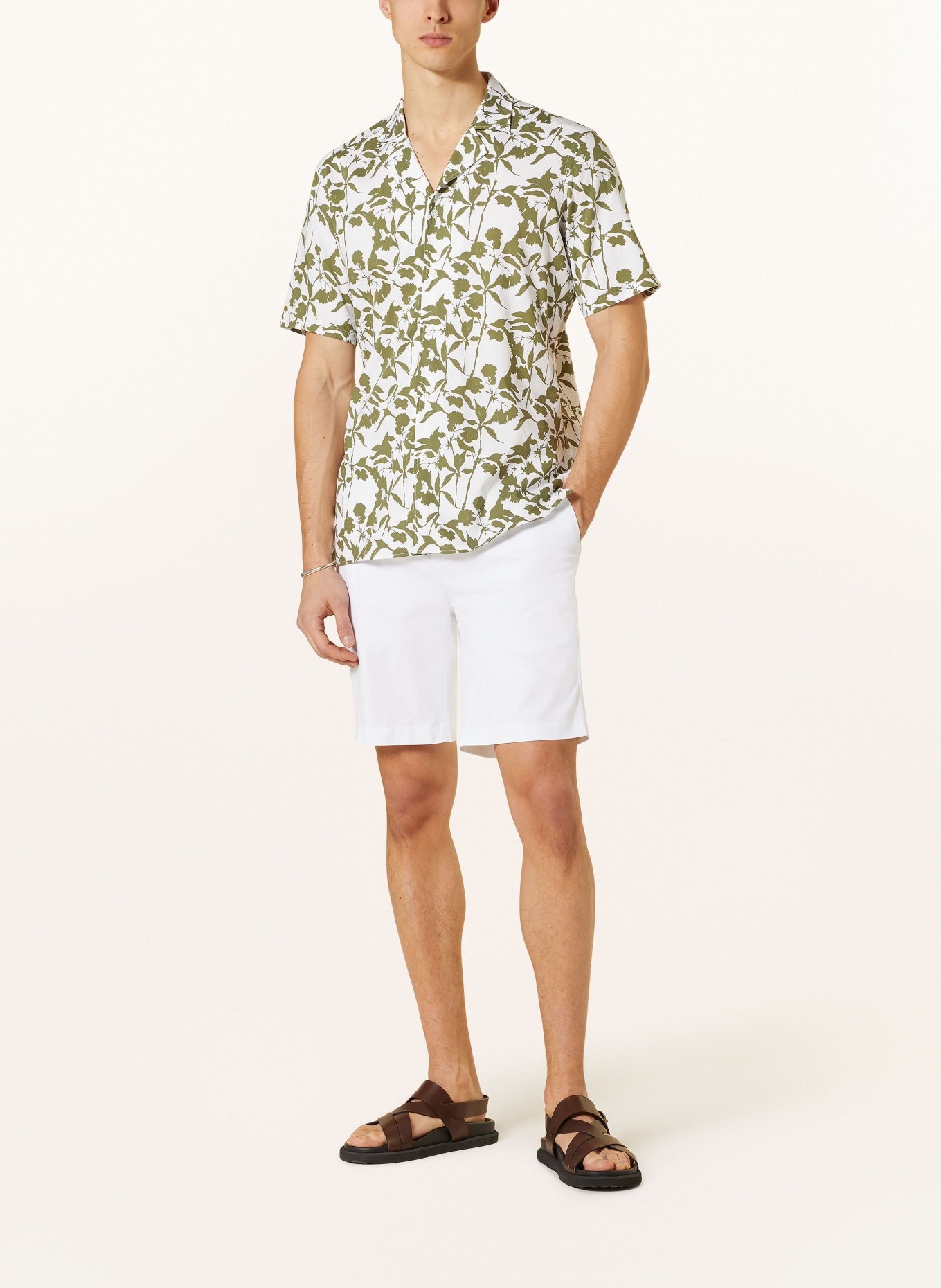 STROKESMAN'S Resort shirt slim fit, Color: WHITE/ GREEN (Image 2)