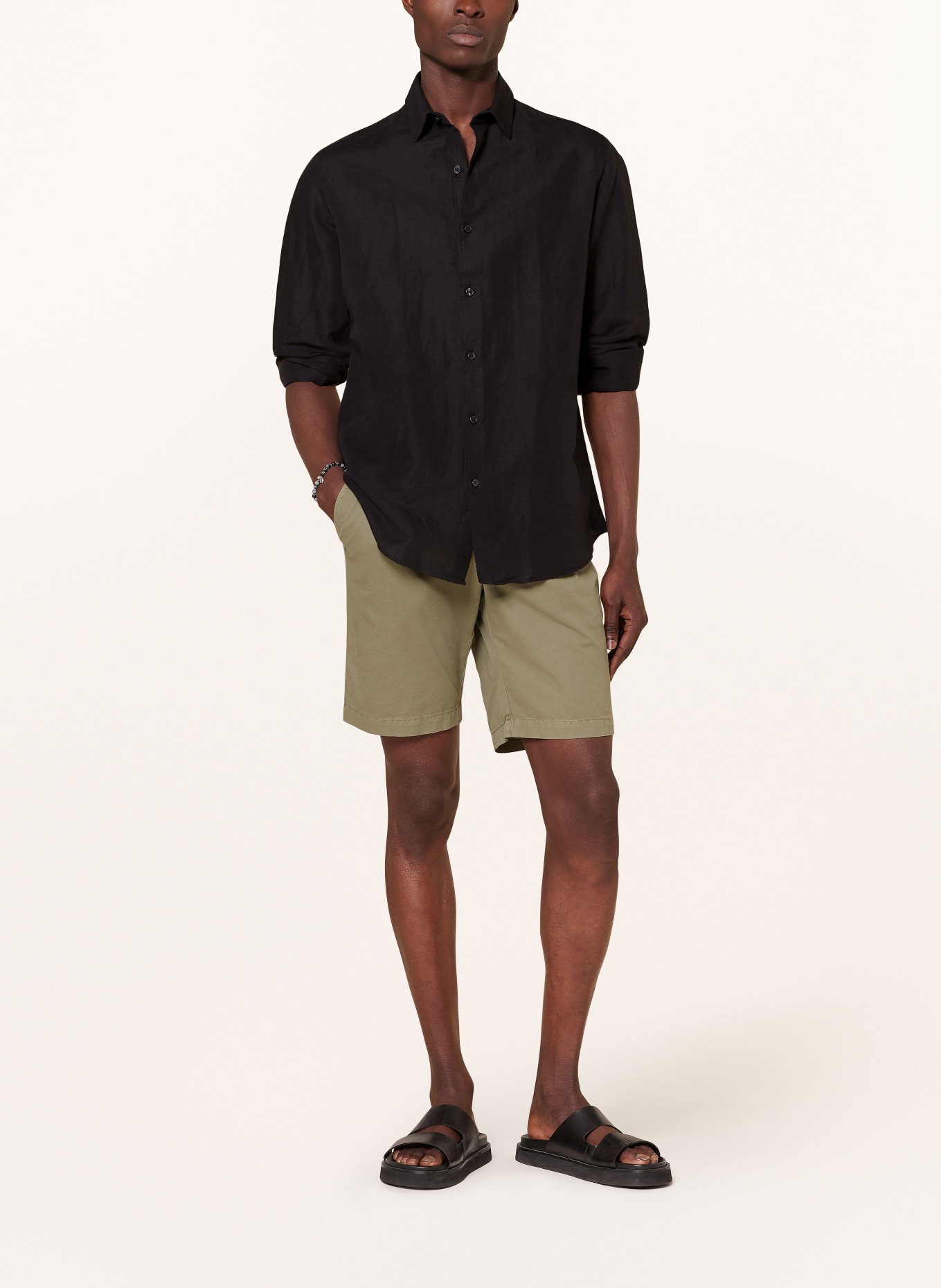 PAUL Koszula slim fit z dodatkiem lnu: CZARNY