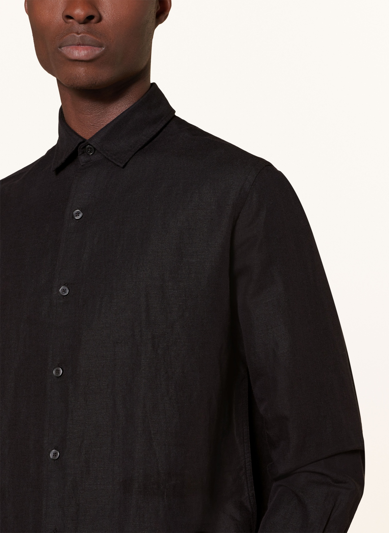 PAUL Koszula slim fit z dodatkiem lnu: CZARNY