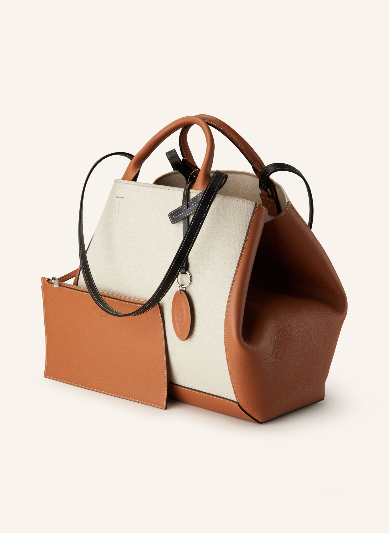 TOD'S Shopper with pouch, Color: LIGHT BROWN/ BROWN (Image 2)
