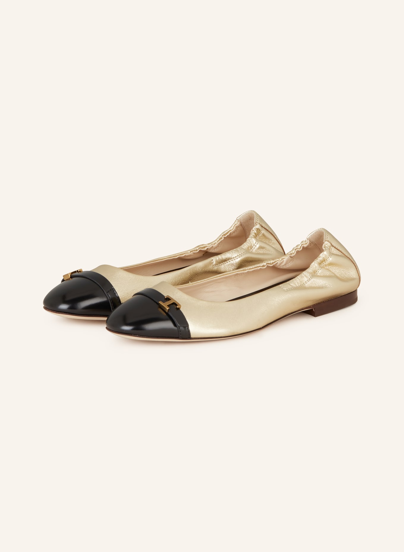 TOD'S Ballet flats CUOIO 94K, Color: BLACK/ GOLD (Image 1)