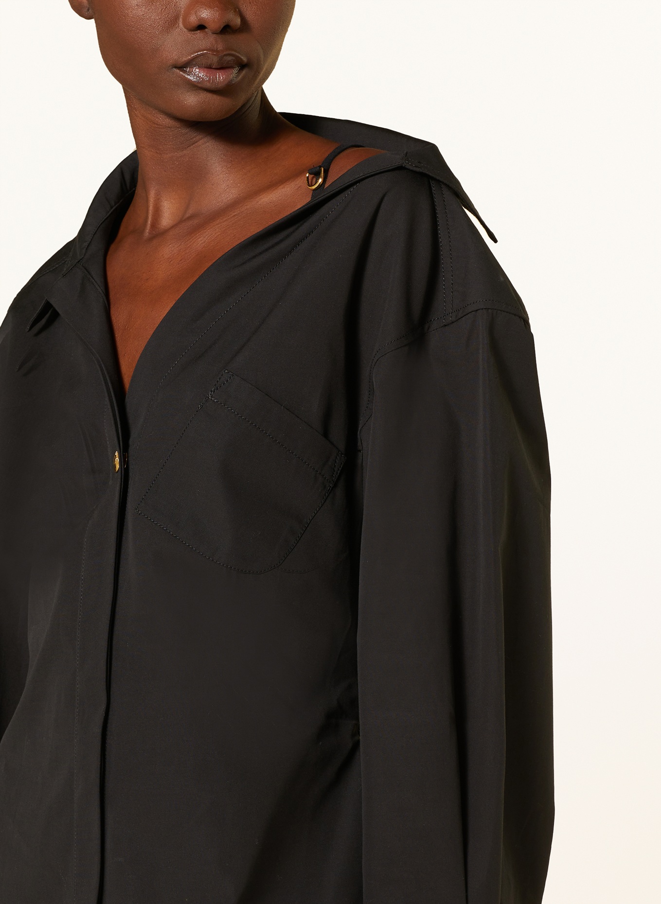 JACQUEMUS Shirt dress LA MINI ROBE CHEMISE with 3/4 sleeves, Color: BLACK (Image 4)