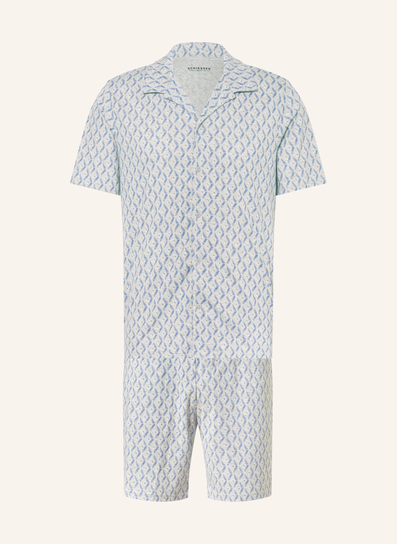 SCHIESSER Shorty pajamas FINE INTERLOCK, Color: GRAY/ BLUE (Image 1)