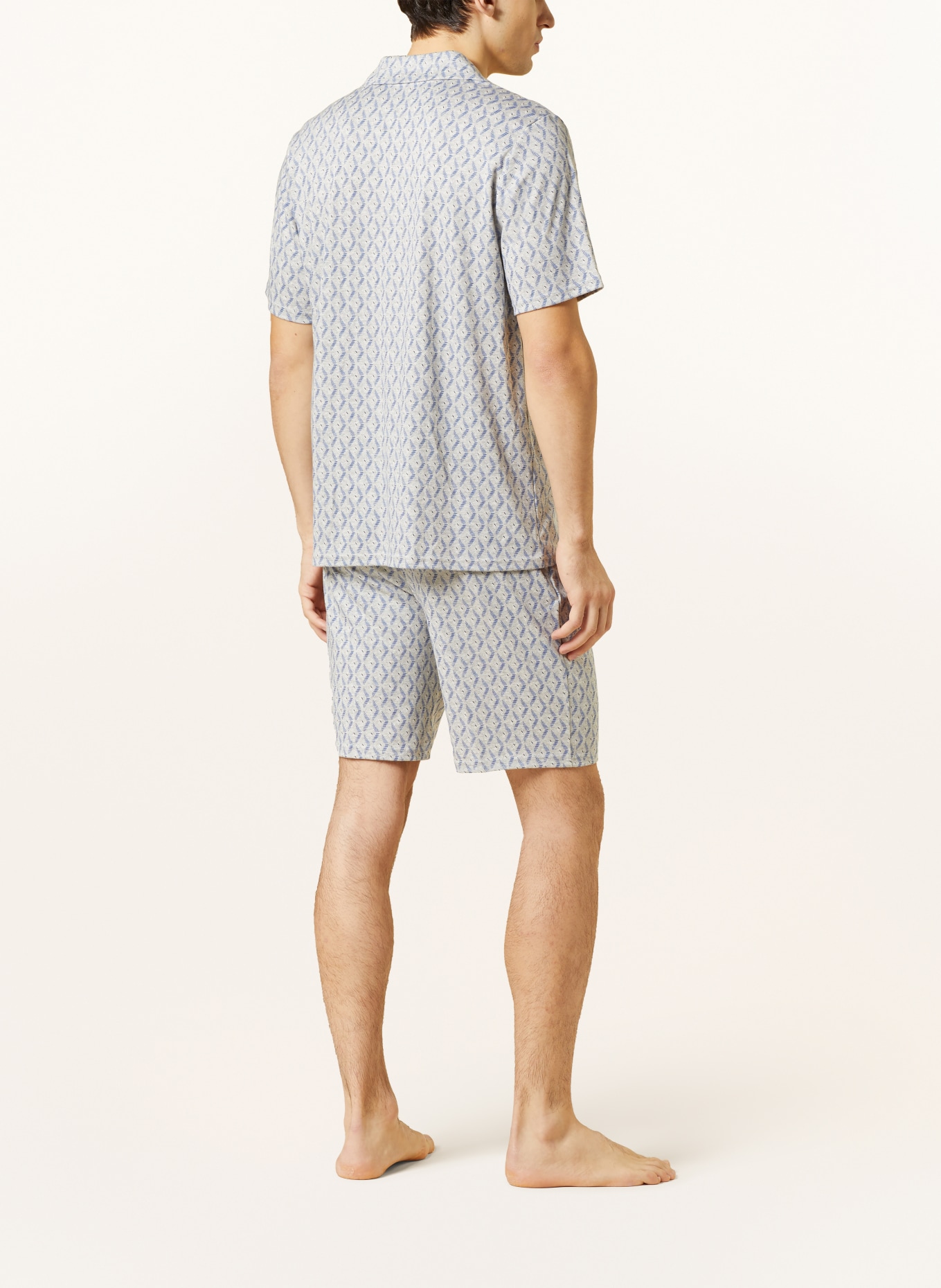 SCHIESSER Shorty-Schlafanzug FINE INTERLOCK, Farbe: GRAU/ BLAU (Bild 3)
