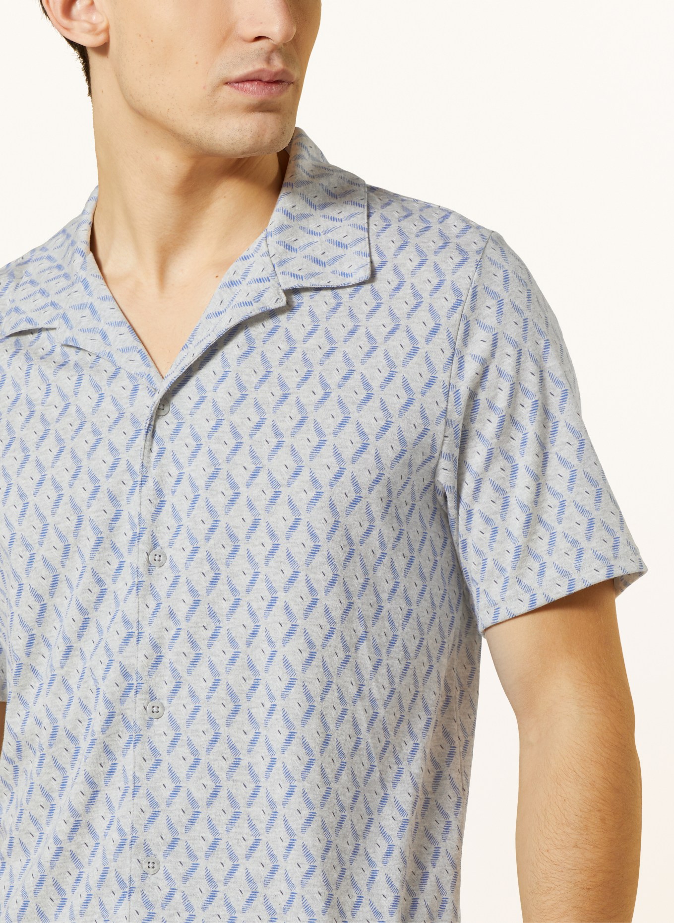 SCHIESSER Shorty pajamas FINE INTERLOCK, Color: GRAY/ BLUE (Image 4)