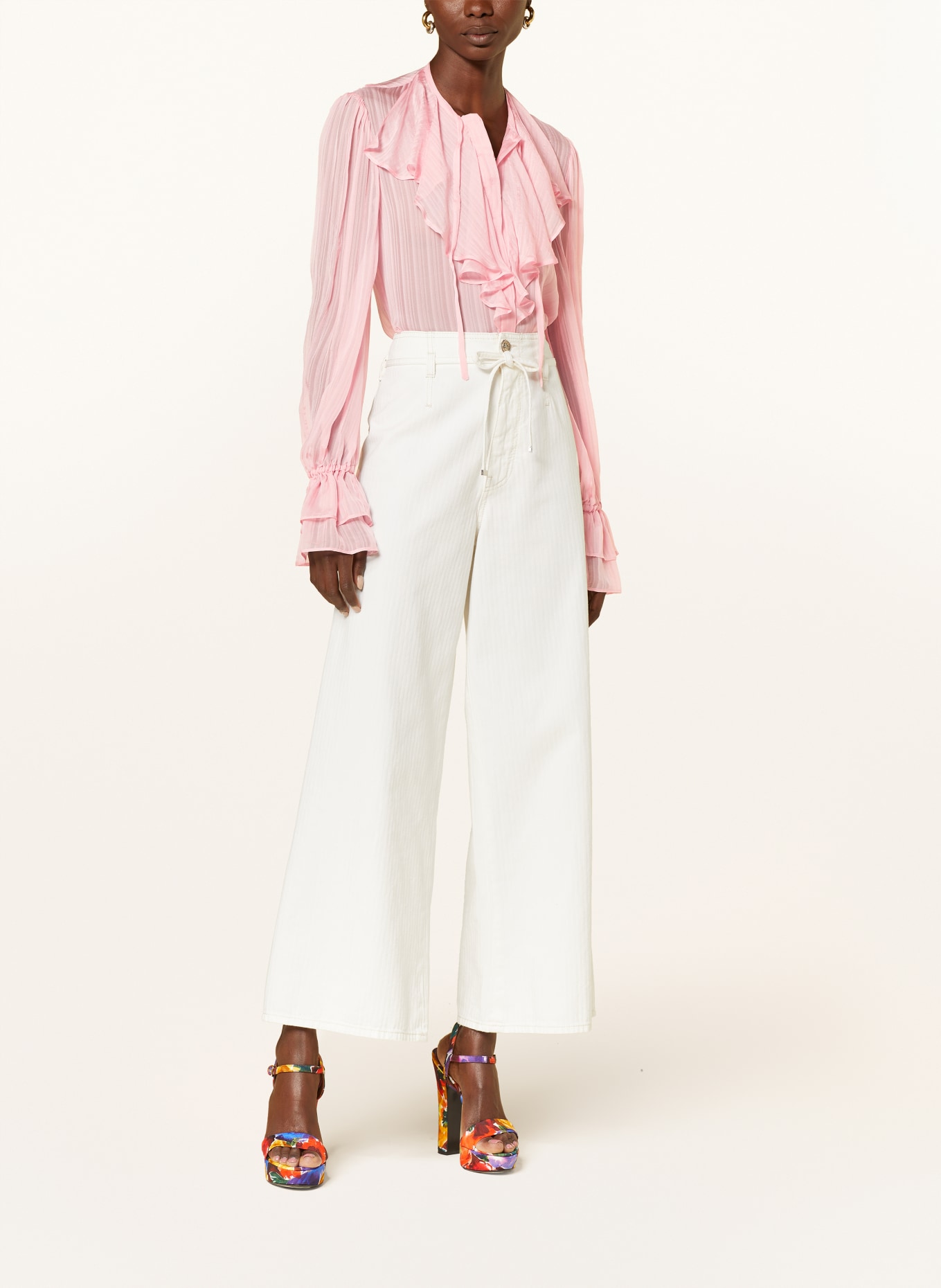 ETRO Silk blouse with frills, Color: PINK (Image 2)