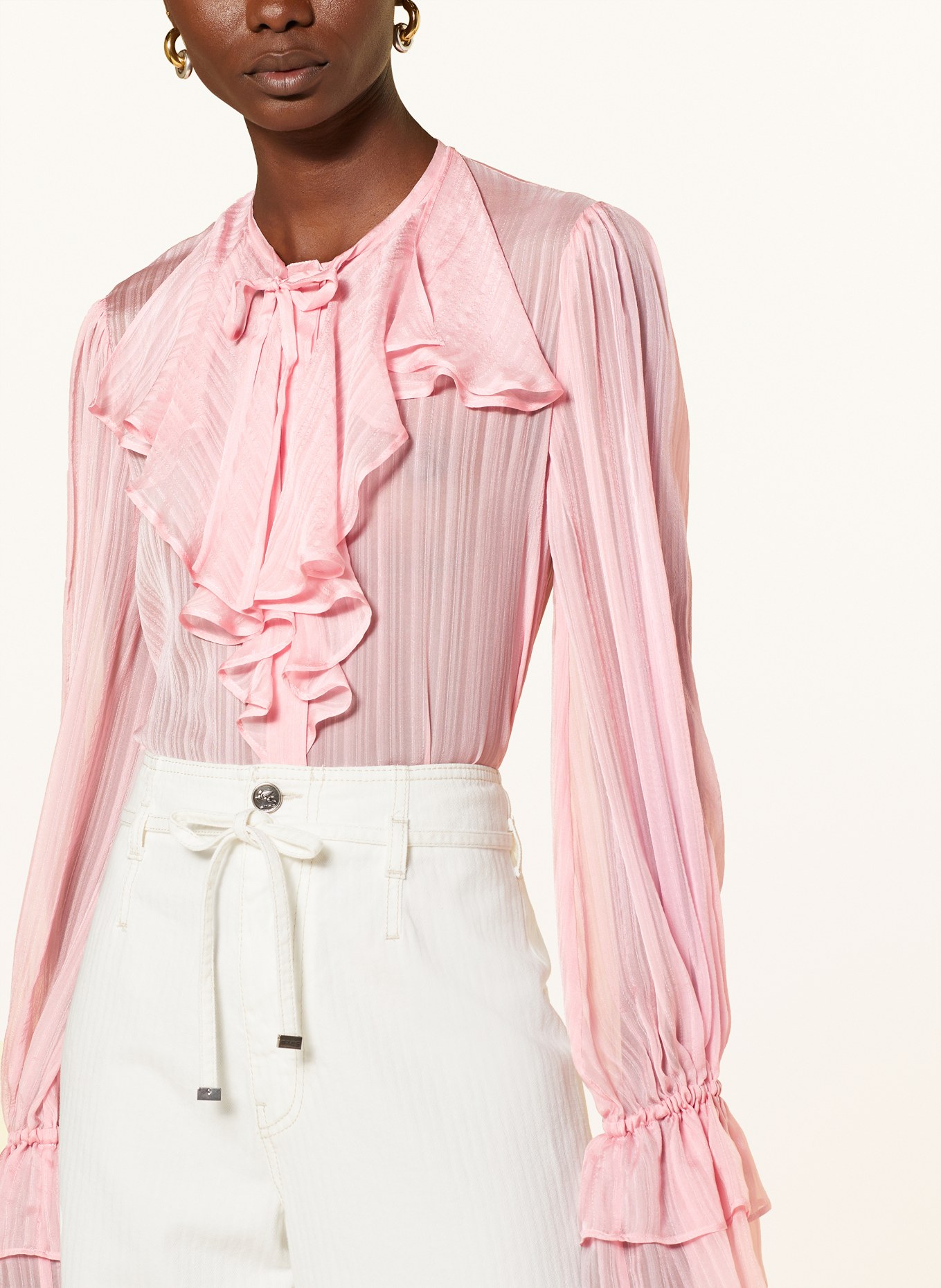 ETRO Silk blouse with frills, Color: PINK (Image 4)