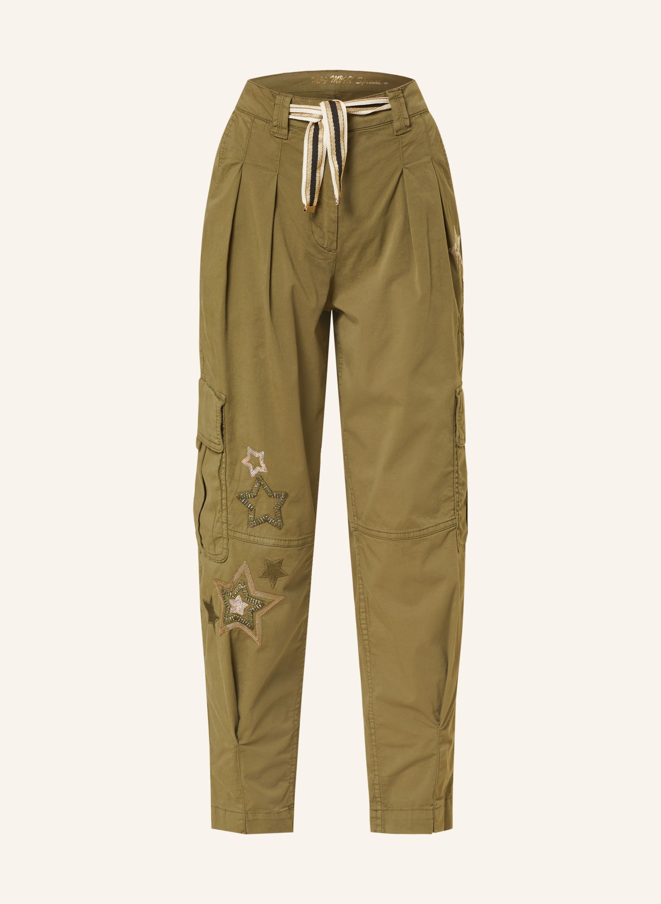 MOS MOSH Cargo pants SPRAQUEL with sequins, Color: OLIVE (Image 1)
