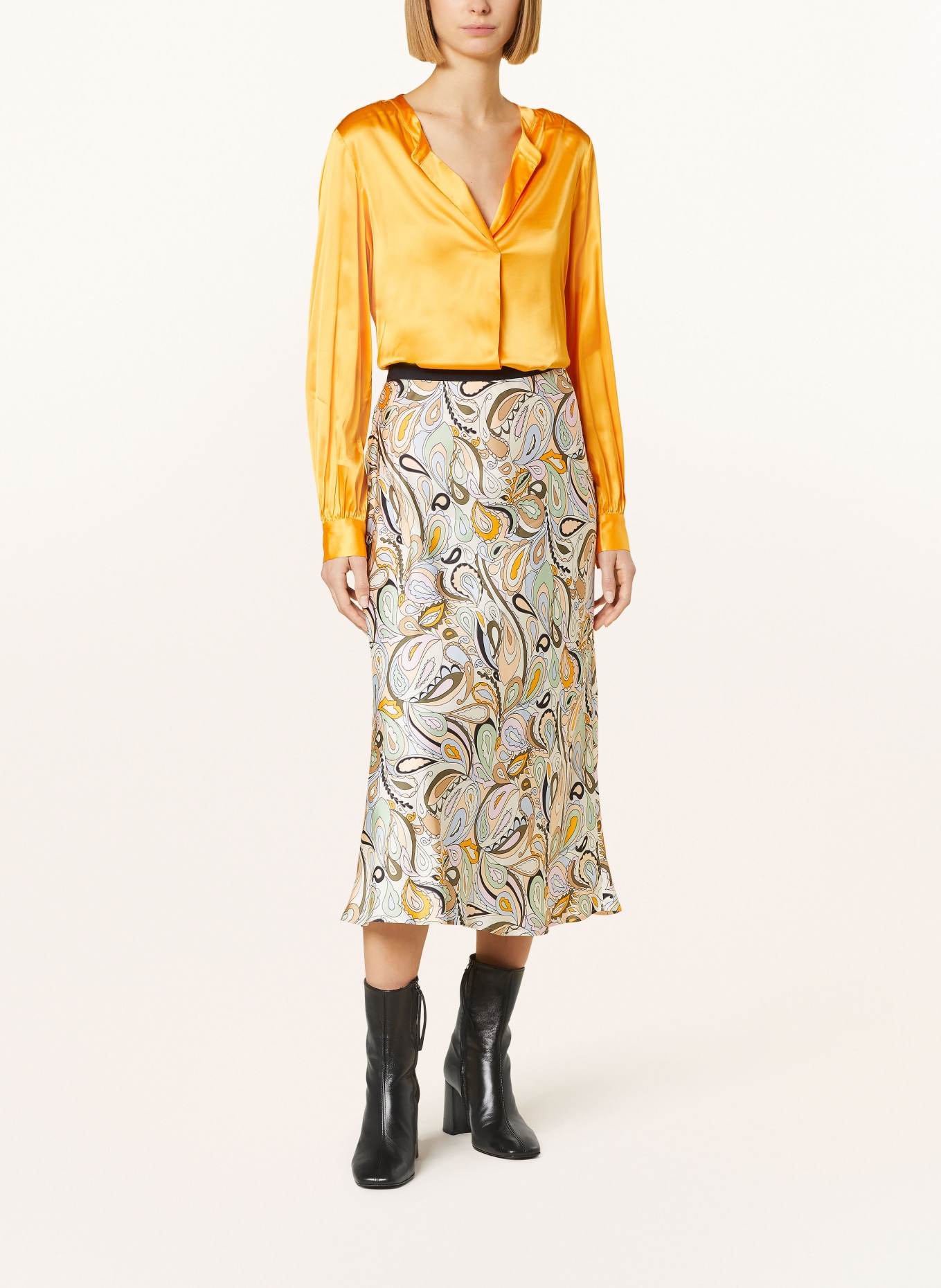 MOS MOSH Skirt MMBIAS, Color: LIGHT GREEN/ BROWN/ ORANGE (Image 2)