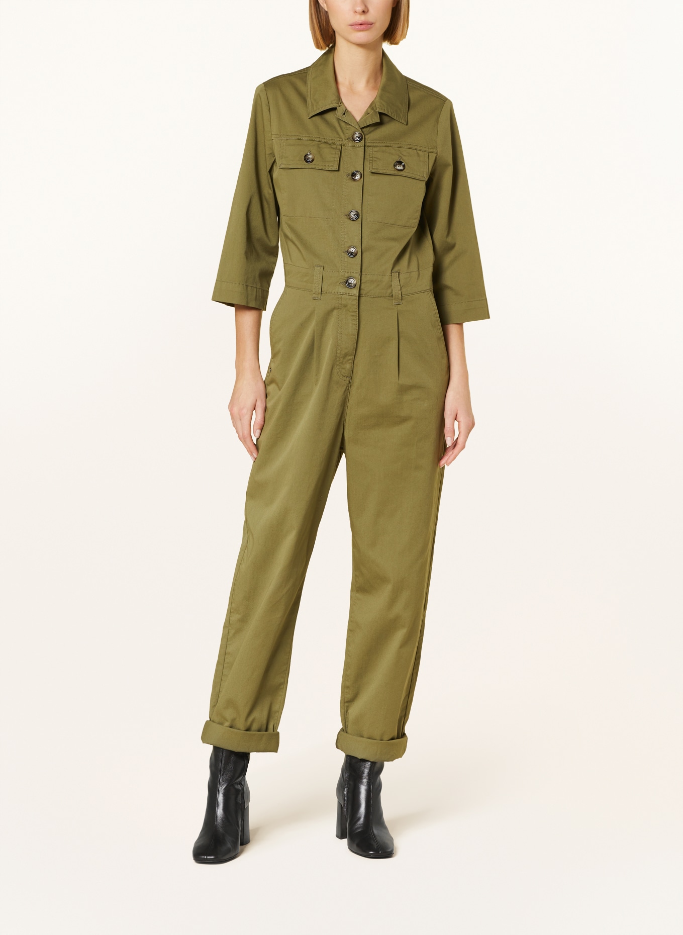 MOS MOSH Jumpsuit MMAMAYA with 3/4 sleeves, Color: OLIVE (Image 2)