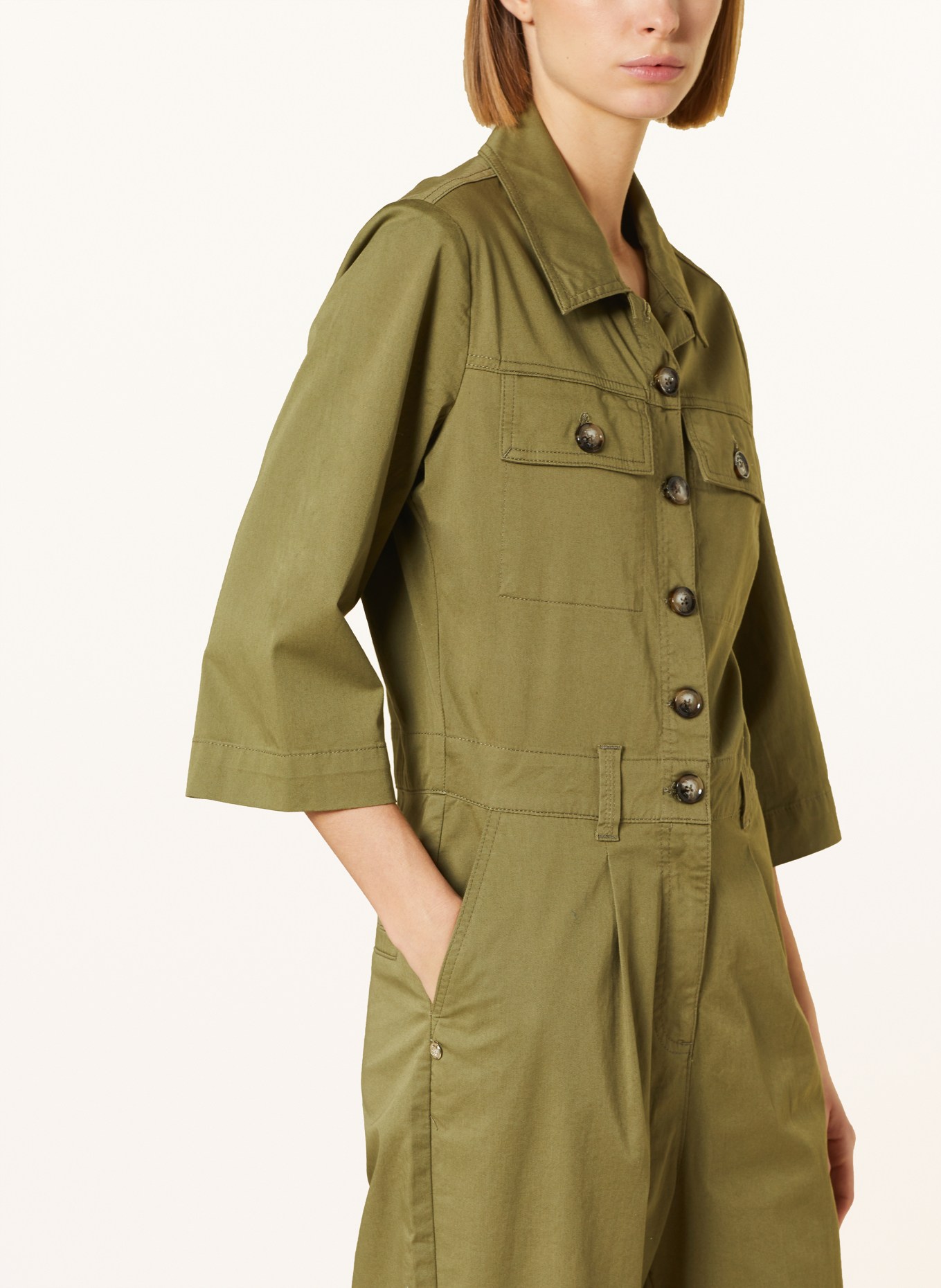MOS MOSH Jumpsuit MMAMAYA with 3/4 sleeves, Color: OLIVE (Image 4)