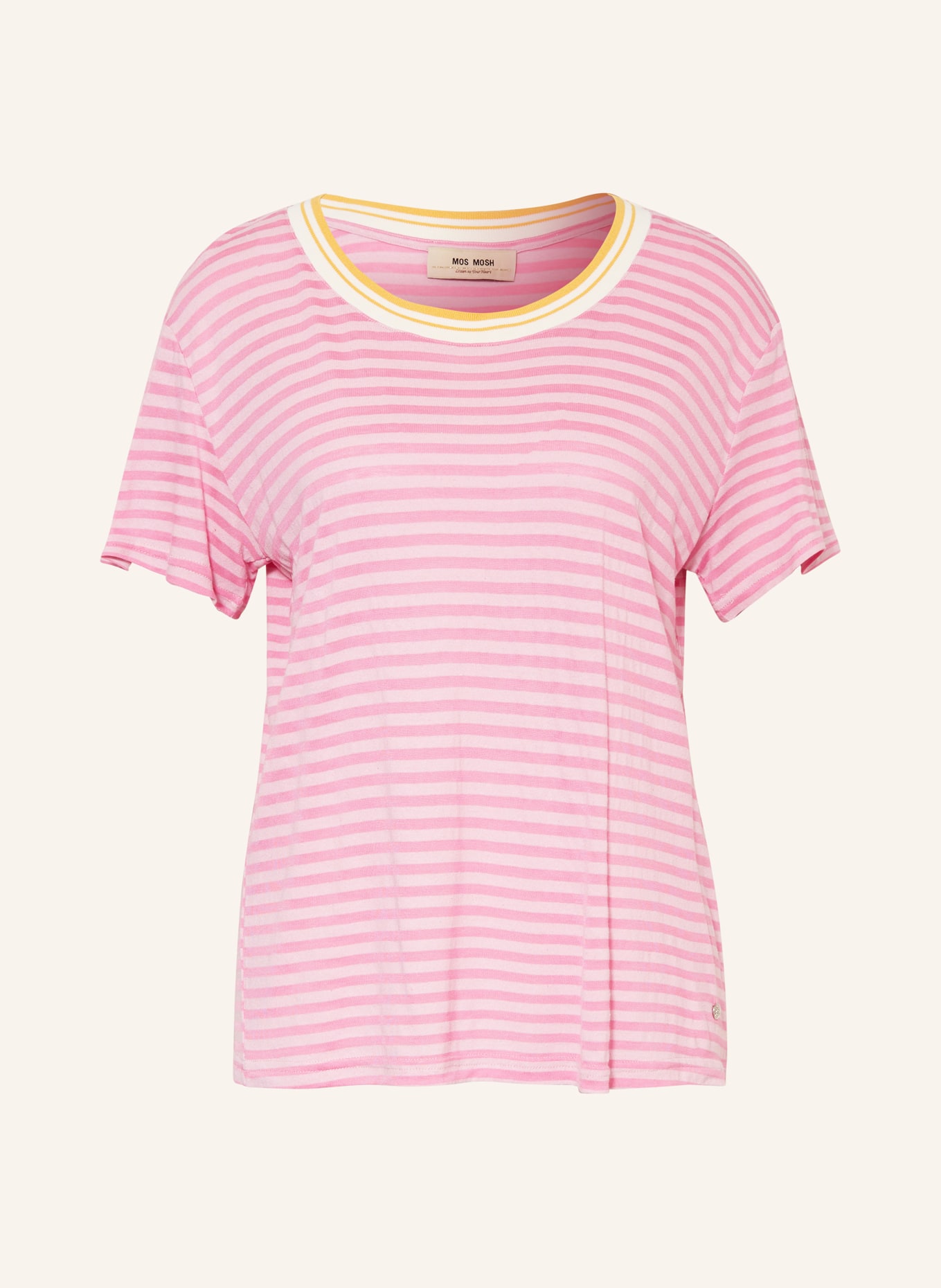 MOS MOSH T-shirt MMPHILA z dodatkiem jedwabiu, Kolor: FUKSJA/ MOCNORÓŻOWY (Obrazek 1)
