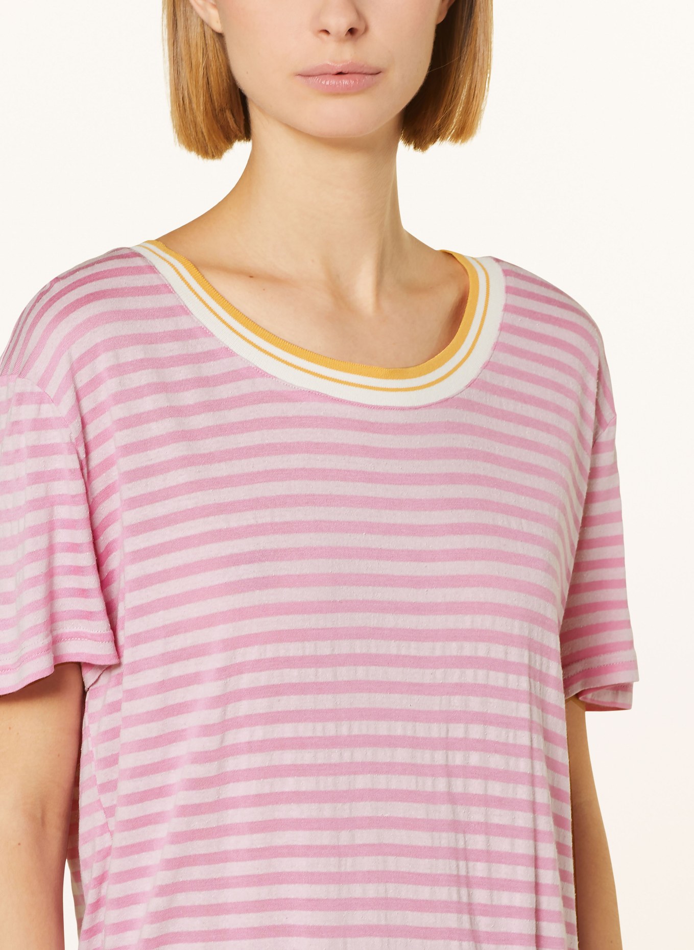 MOS MOSH T-shirt MMPHILA z dodatkiem jedwabiu, Kolor: FUKSJA/ MOCNORÓŻOWY (Obrazek 4)