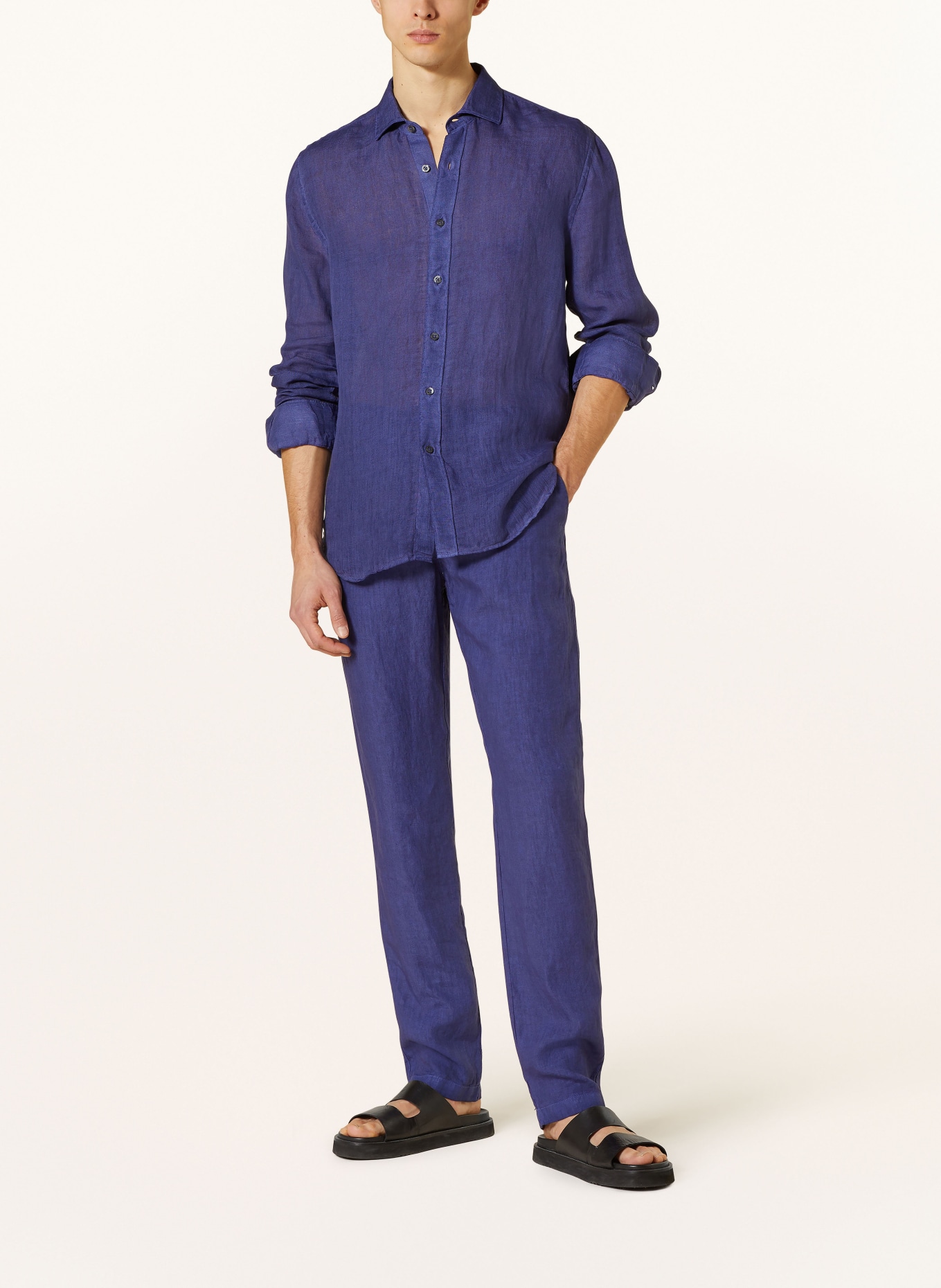 120%lino Linen shirt slim fit, Color: DARK BLUE (Image 2)